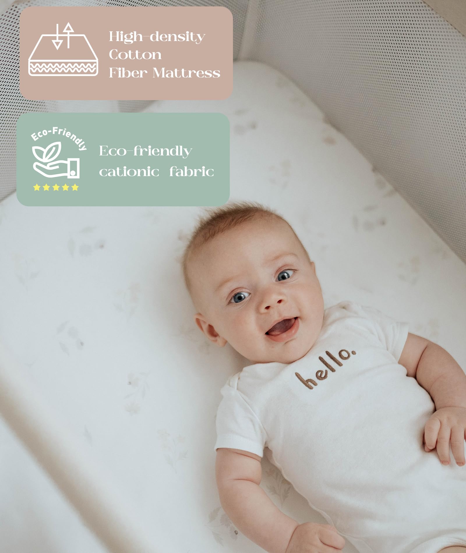 Fodoss Baby Bassinets Bedside Sleeper with Wheels