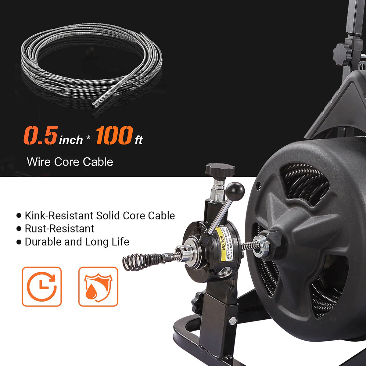 2025 XtremepowerUS 45078 45078 Drain Snake Commercial w/Attachments 100' Electric Sewer