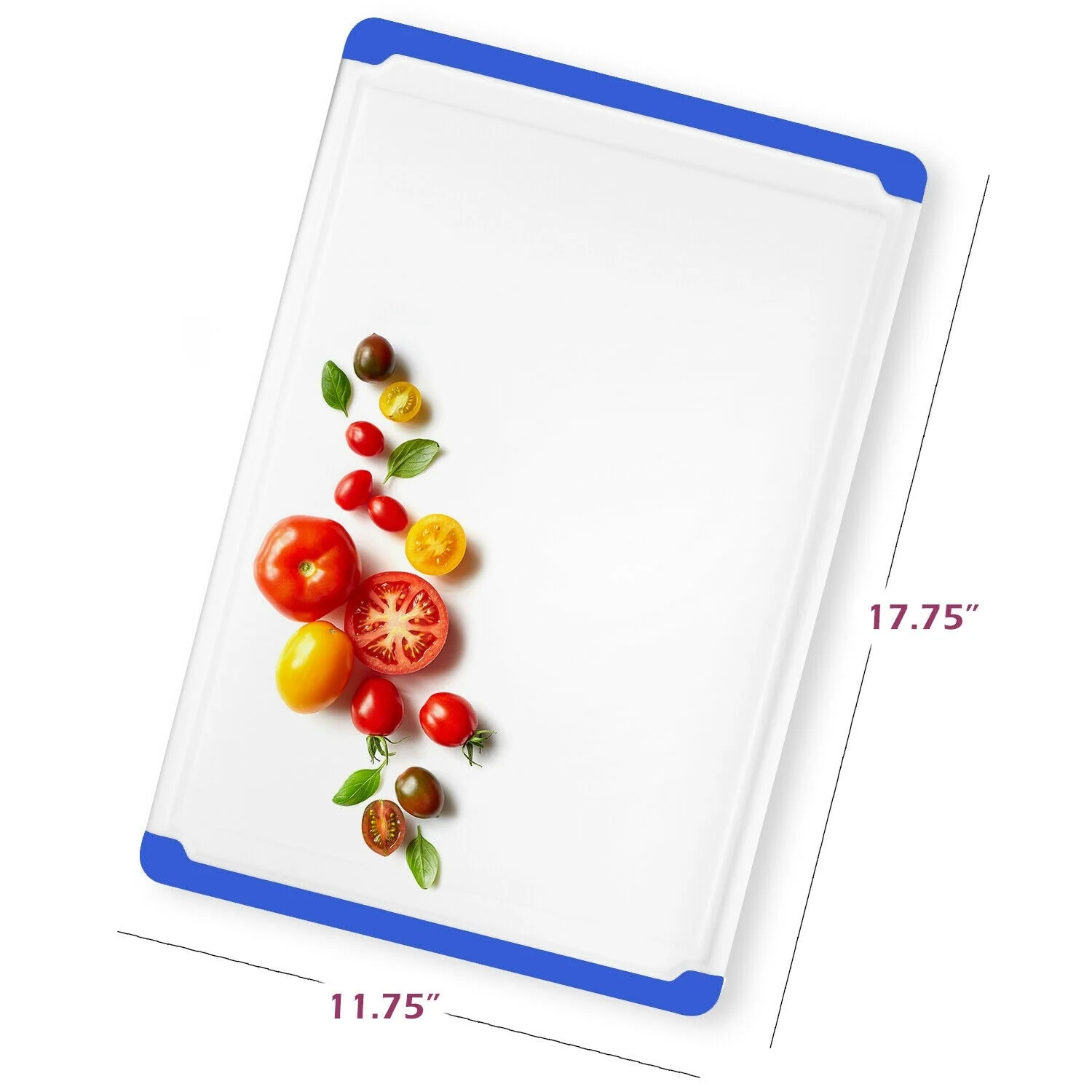 Plastic Cutting Boards - Large 18 x 12 Inch Rubber Cutting Board with Juice Grooves, Non-Slip, Dishwasher Safe Cutting Boards