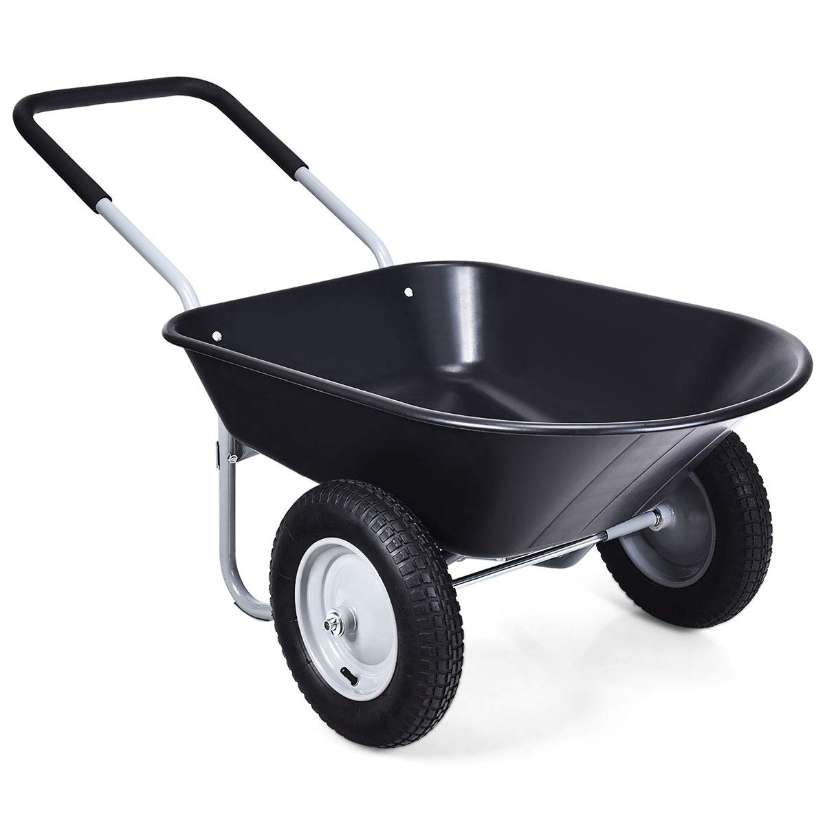 2025 Dual Wheel Wheelbarrow, Heavy Duty Garden Cart, 330 lbs Capacity Utility Cart