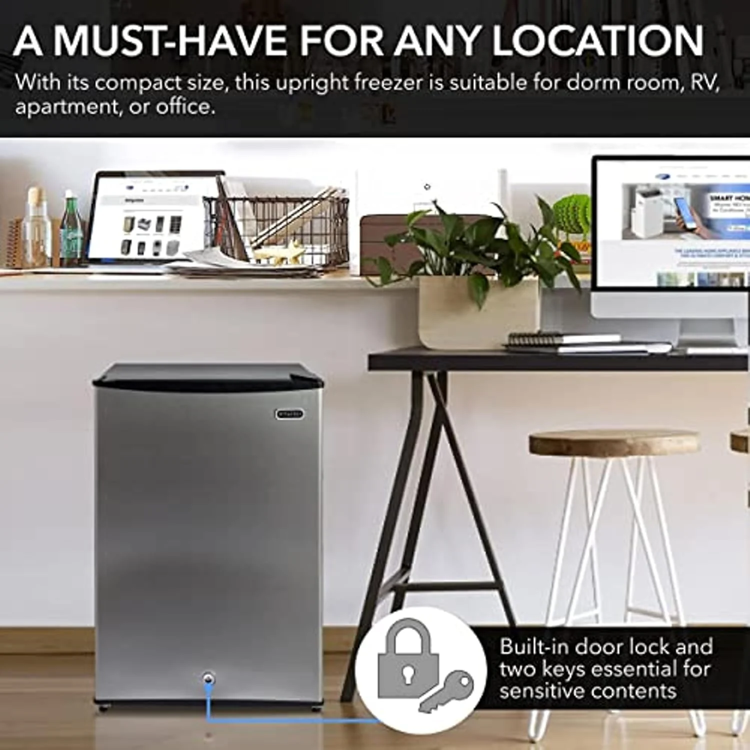 Whynter CUF-112SS Mini, Energy Star Rated Small Upright Freezer with Lock, Stainless Steel -1.1 Cubic Feet