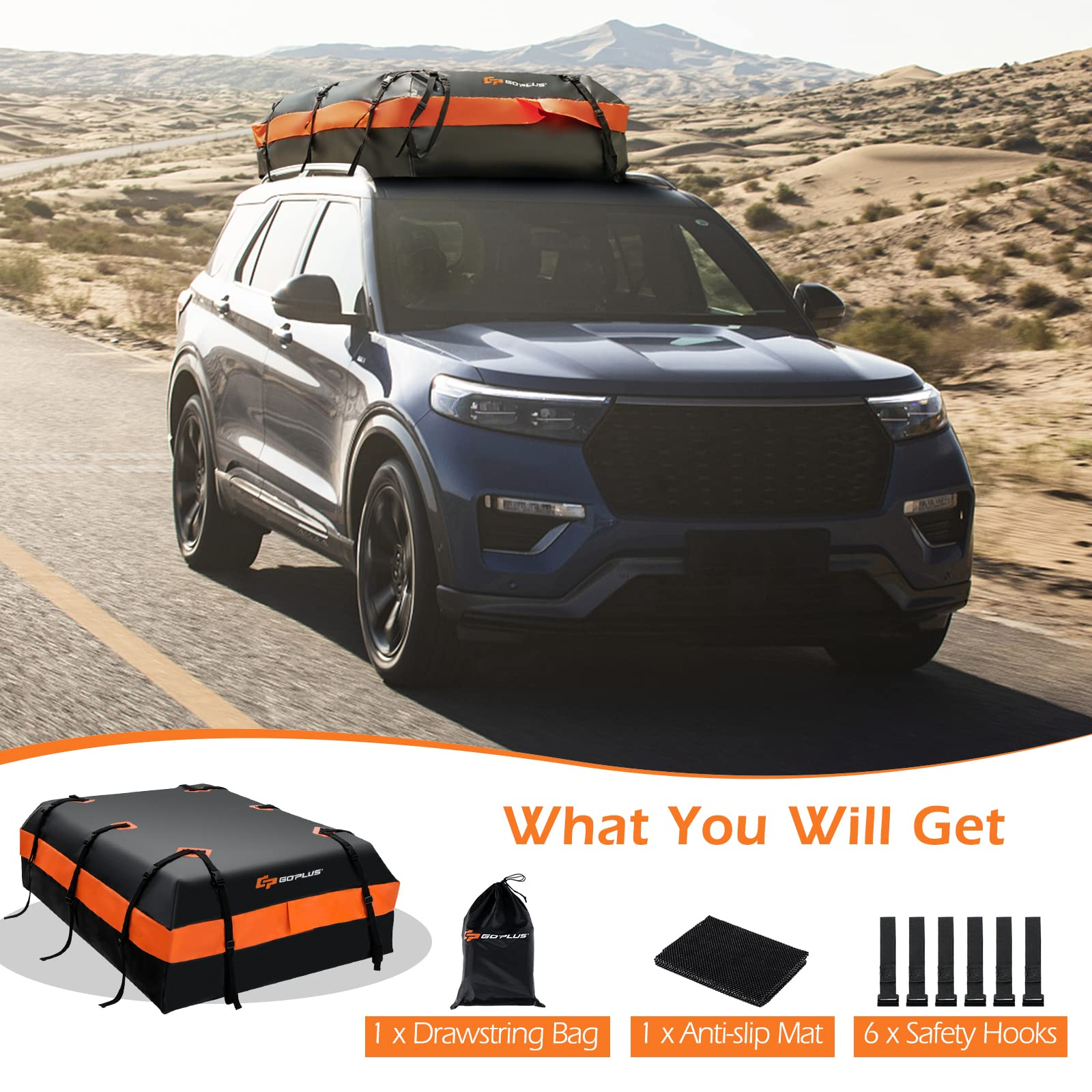 2025 Car Rooftop Cargo Carrier Bag, 21 Cubic 100% Waterproof Soft Car Roof Bag for All Vehicles with/Without Rack