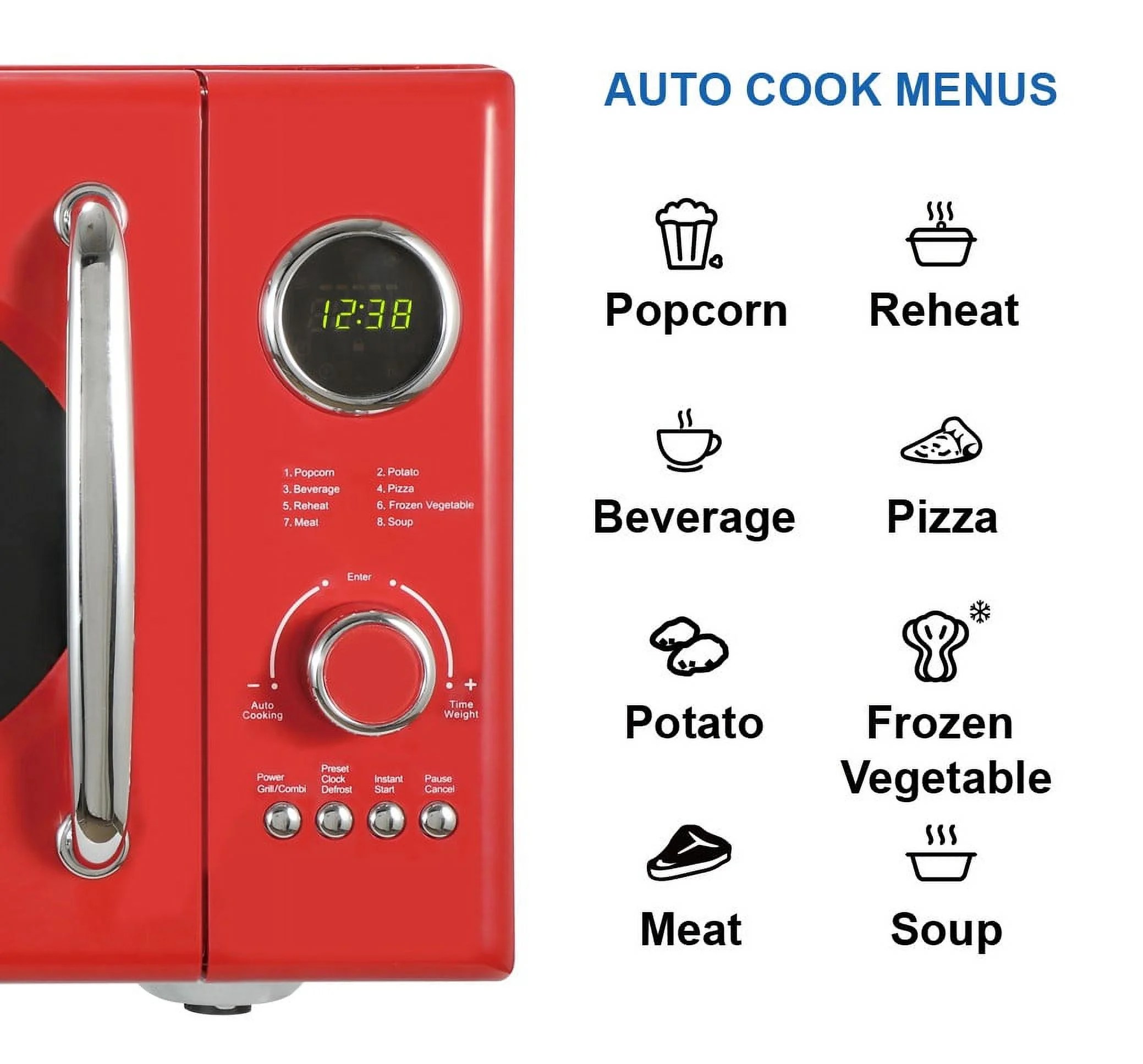 Emerson 0.9 Cu. Ft., 800W Retro Red Microwave Oven with Grill, MWRG0901RD