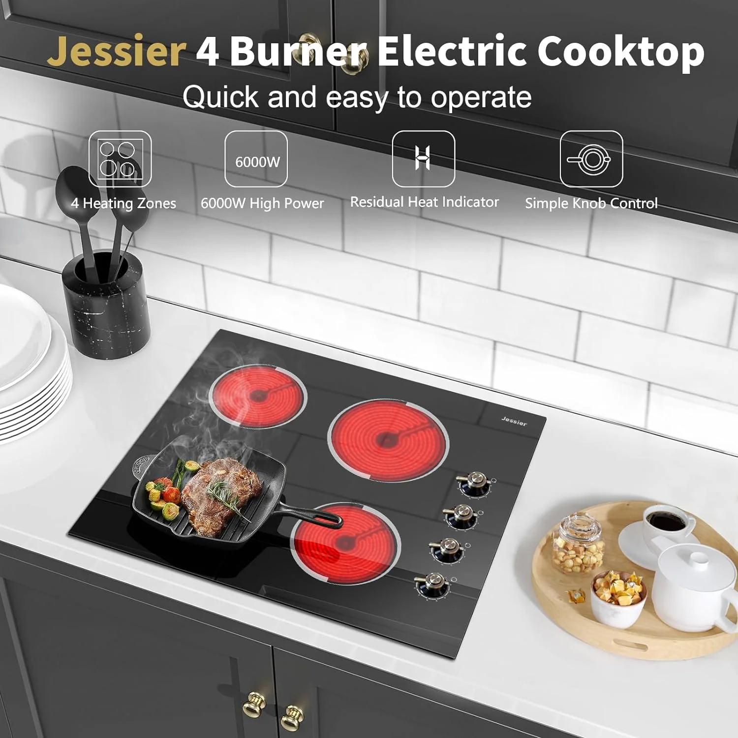 Electric Cooktop 30 Inch - 5 Burners Built-in Ceramic Cooktop, 30