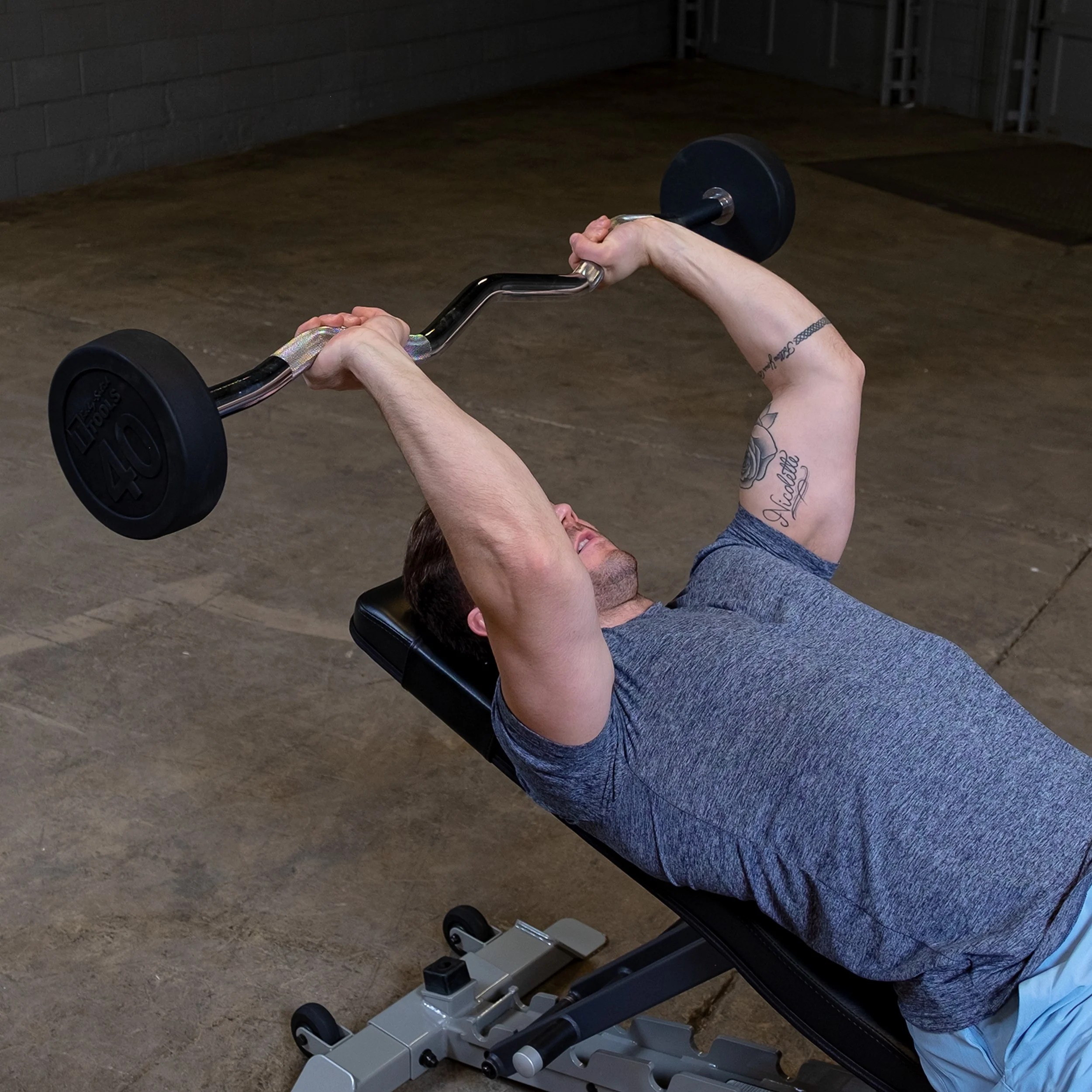 Body Solid Tools – SBZ50 Rubber Coated Fixed Curl Barbell, 50lb