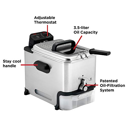 Ultimate Steel Deep Fryer with Basket 3.5 Liter Oil and 2.6 Pound Food Capacity