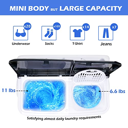 HABUTWAY Portable Washing Machine 17.6Lbs Capacity Washer and Dryer Combo