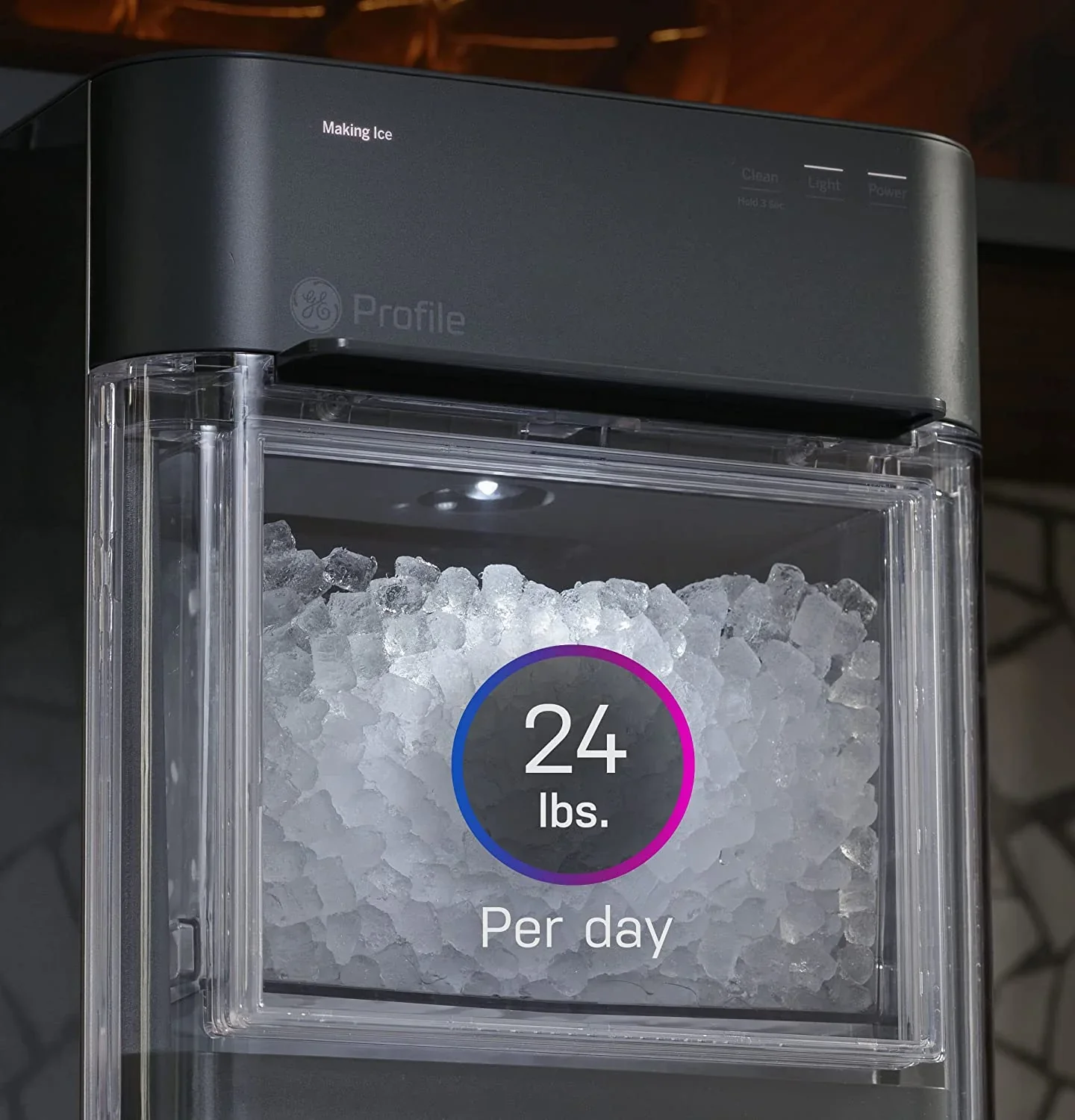 Countertop Nugget Ice Maker | Ice Machine with WiFi Connectivity | Smart Home Kitchen Essentials | Black Stainless