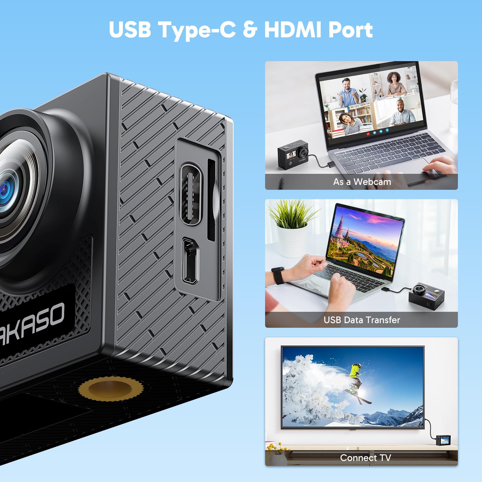 AKASO Brave 4 Action Camera 4K 30fps with 64GB MicroSD U3 Card