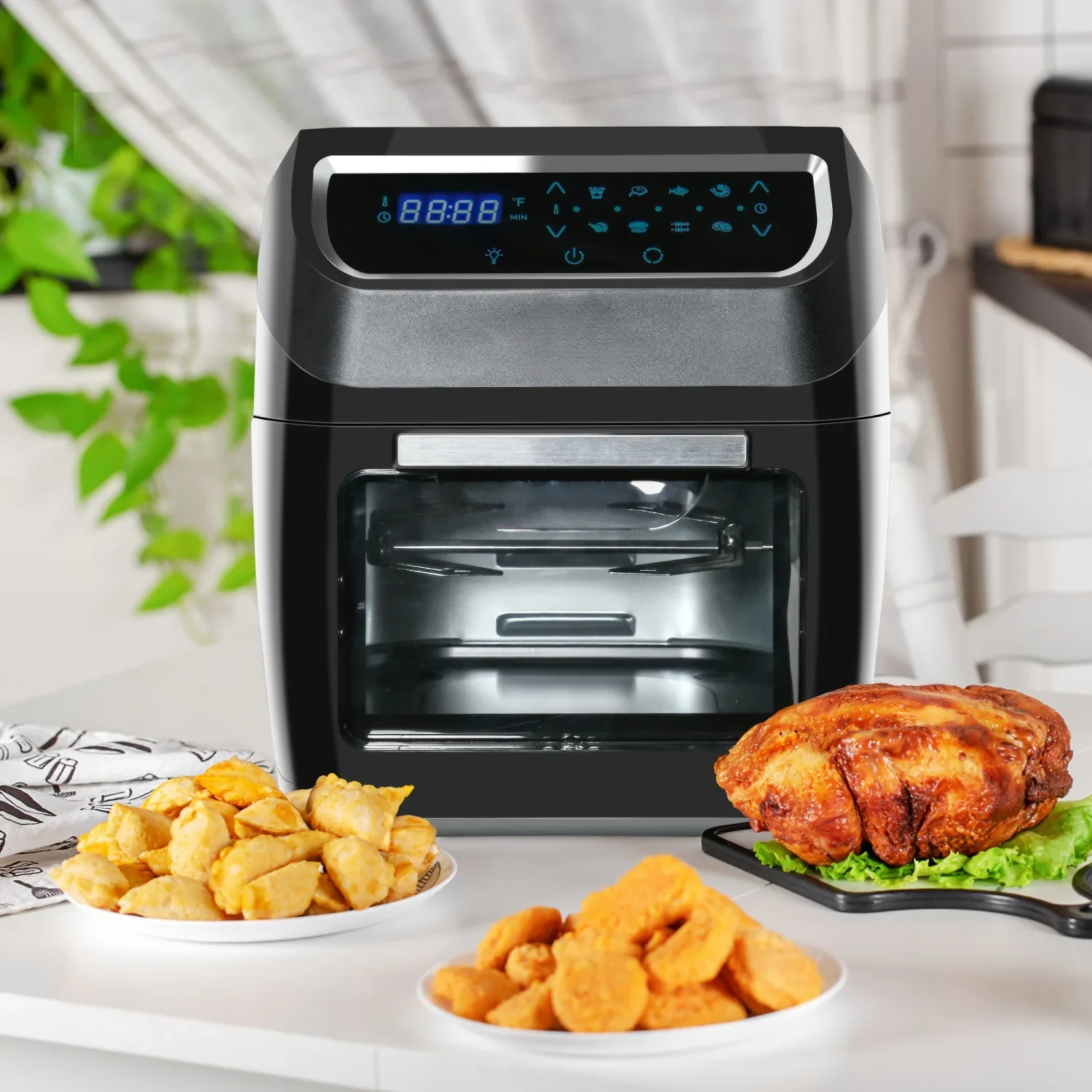 12QT Air Fryer Oven Combo, 8-in-1, 1700W, LED Display, Black, Includes Accessories