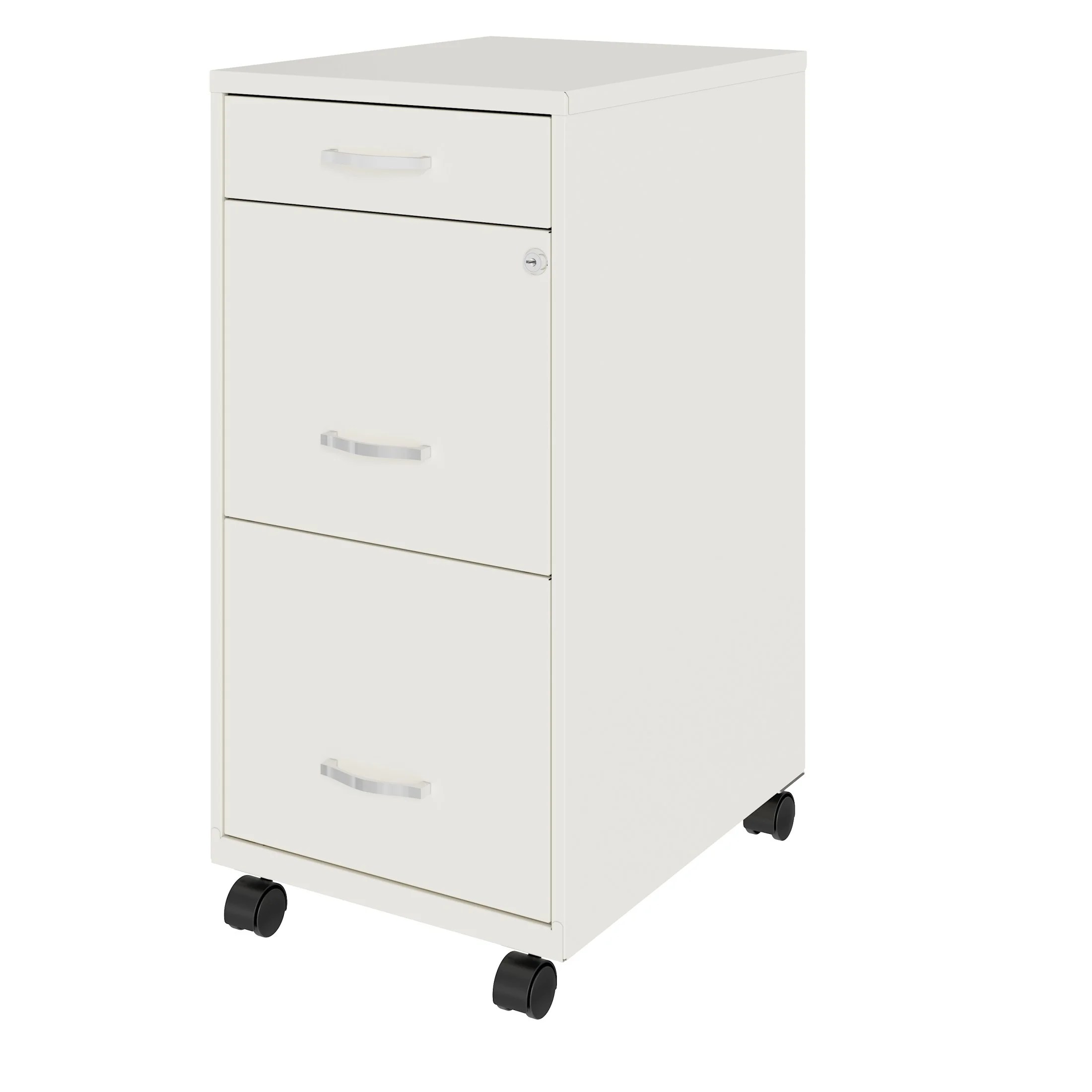 Space Solutions 18′′ Deep 3 Drawer Mobile Letter Width Vertical File Cabinet, White