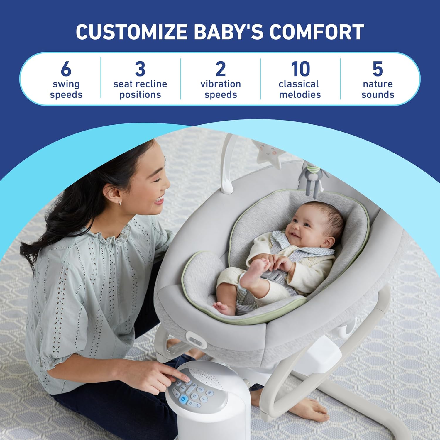 Soothe My Way with Removable Rocker, Madden - Versatile Baby Swing & Portable Rocker