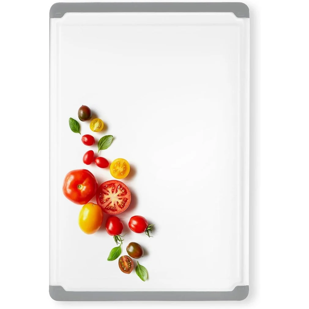 Plastic Cutting Boards - Large 18 x 12 Inch Rubber Cutting Board with Juice Grooves, Non-Slip, Dishwasher Safe Cutting Boards