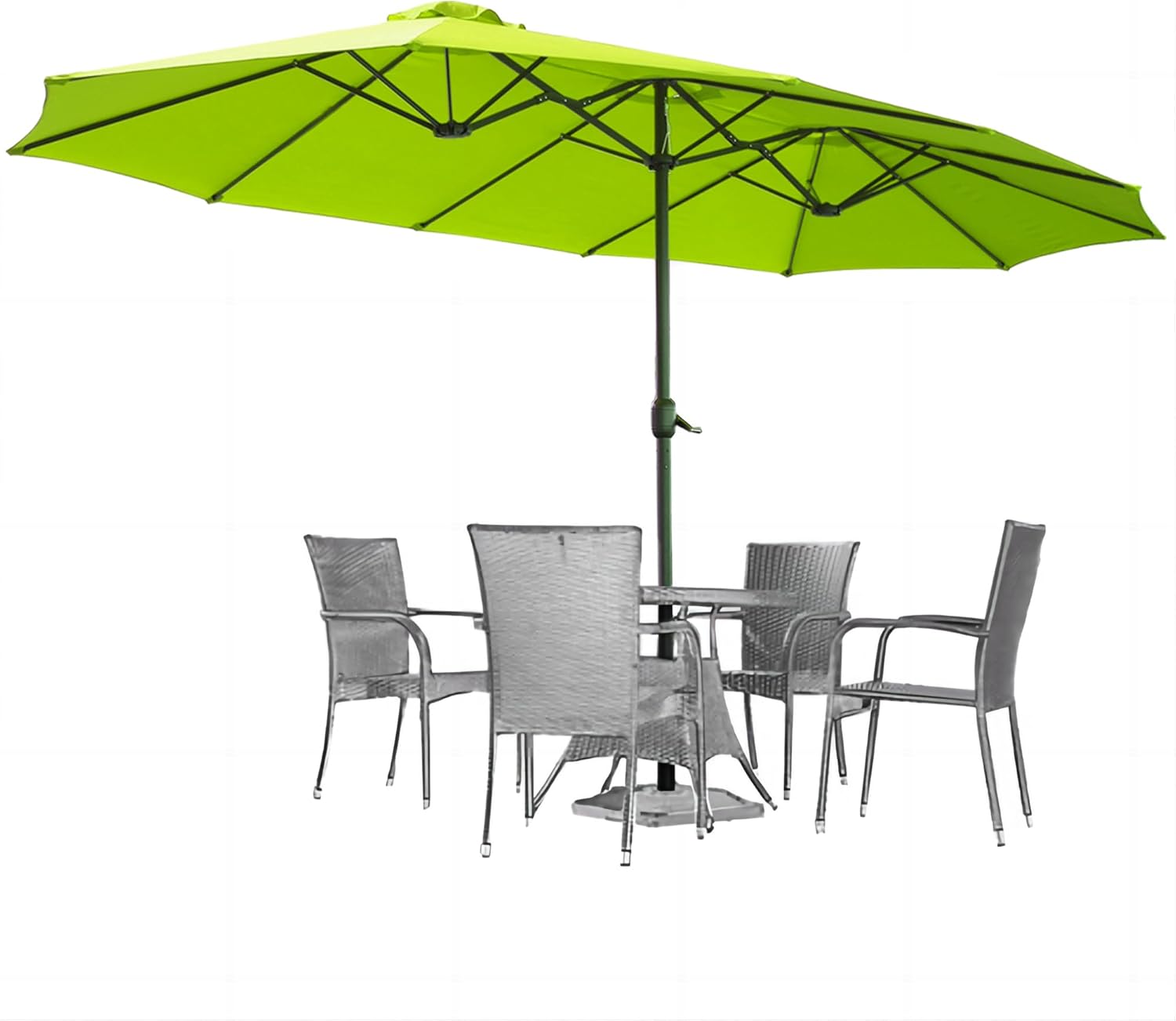15ft Patio Umbrella with Solar Lights, Large Double Umbrella Outdoor, Rectangle 180''x106'' Umbrellas with 156 PCS LED Lights and Crank Handle for Backyard Deck Pool Shade in Black(1.9