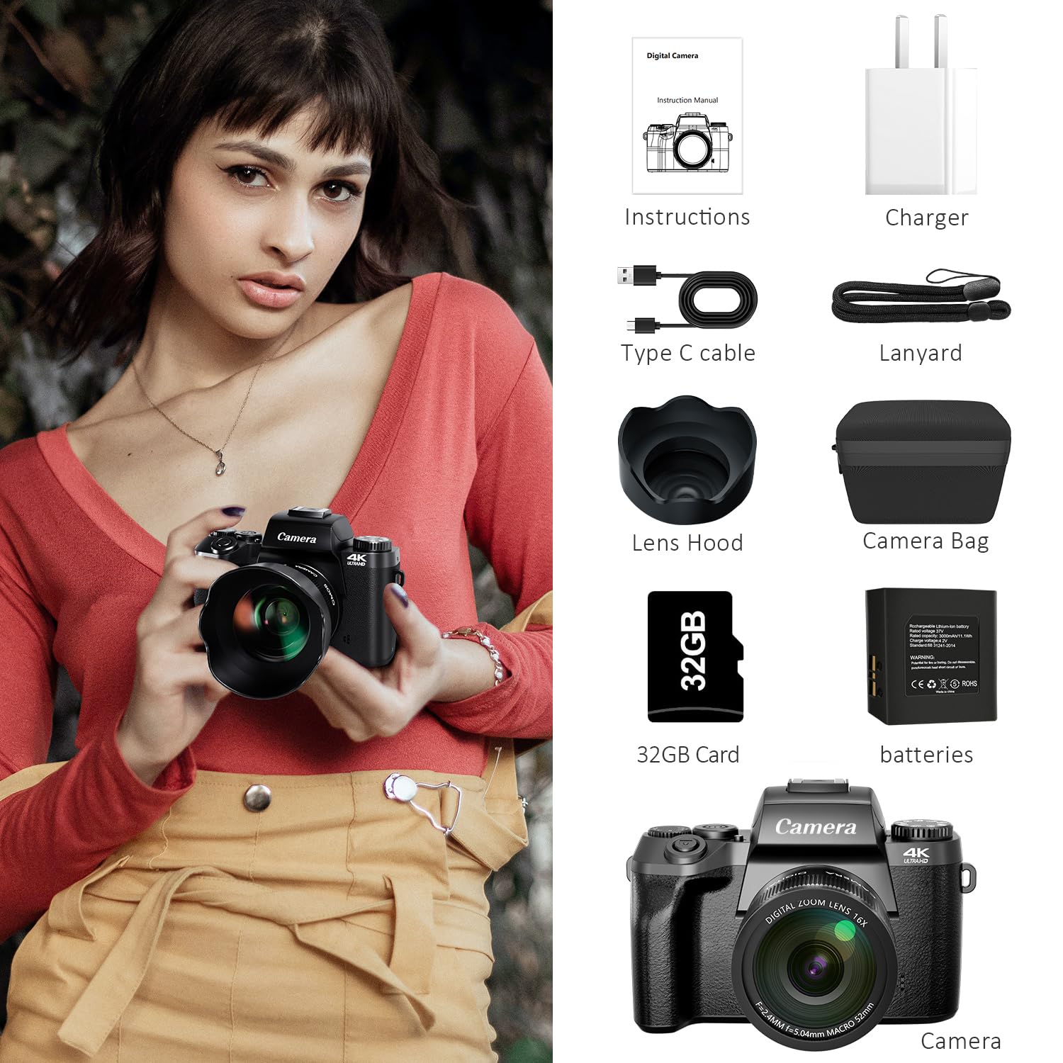 Saneen Digital Camera, 4k Cameras for Photography & Video