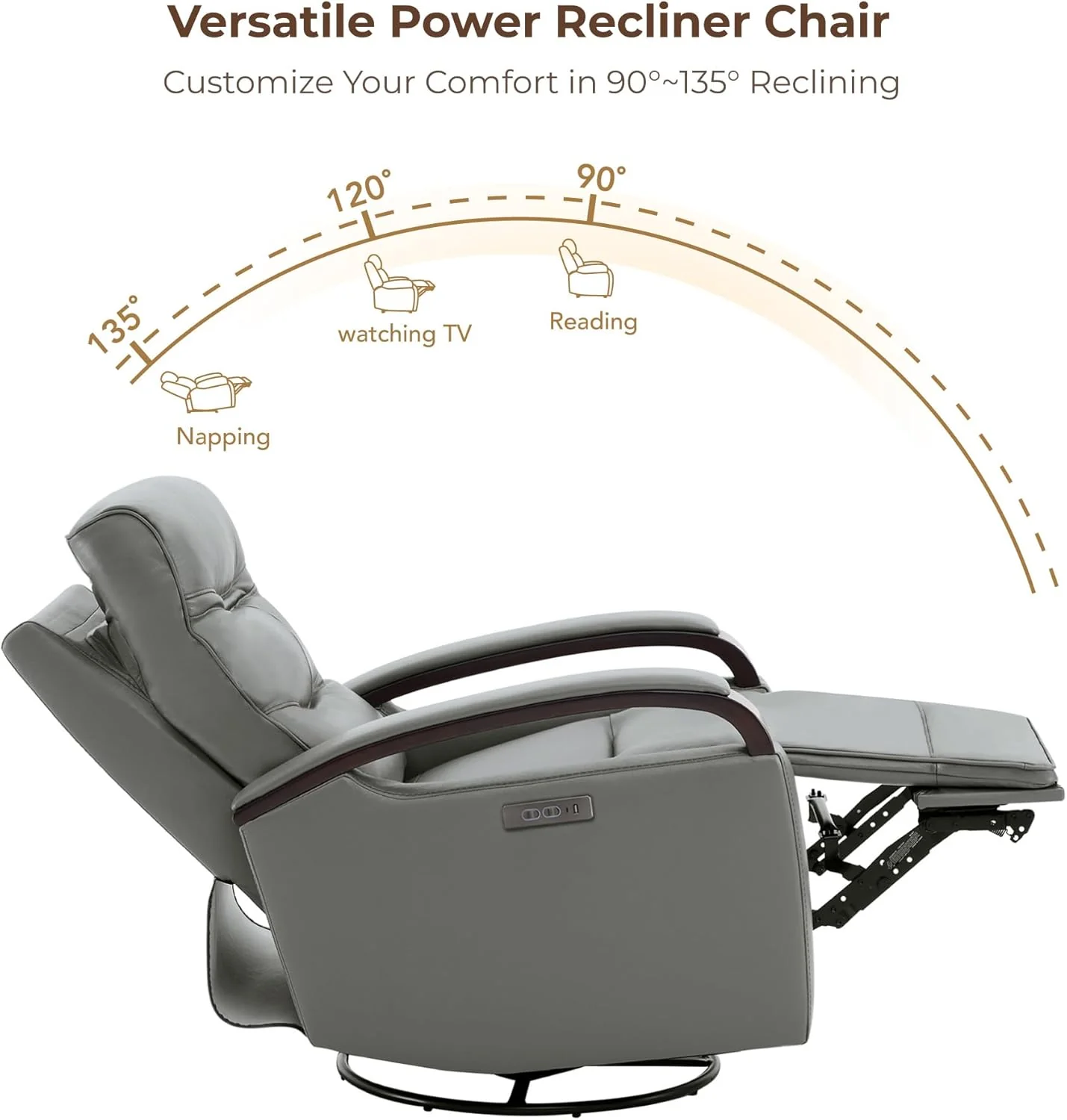 Genuine Leather Power Swivel Glider Rocker Recliner