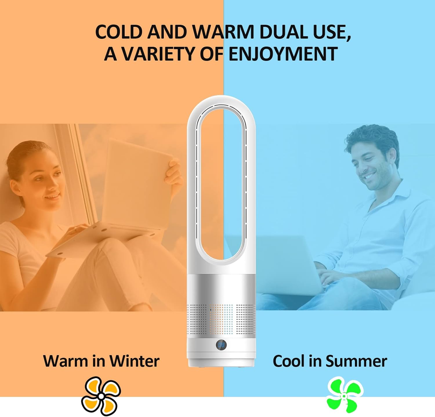 2025 Bladeless tower fan for bedroom, kitchen, office