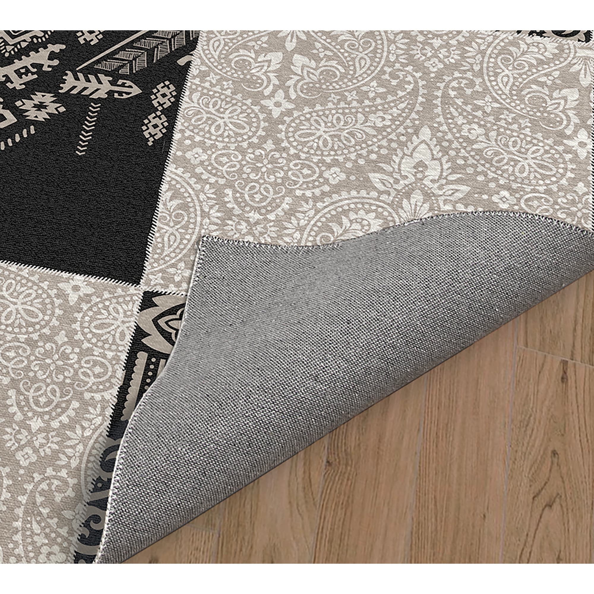 CHECKER PATCH CHARCOAL Kitchen Mat By Kavka Designs