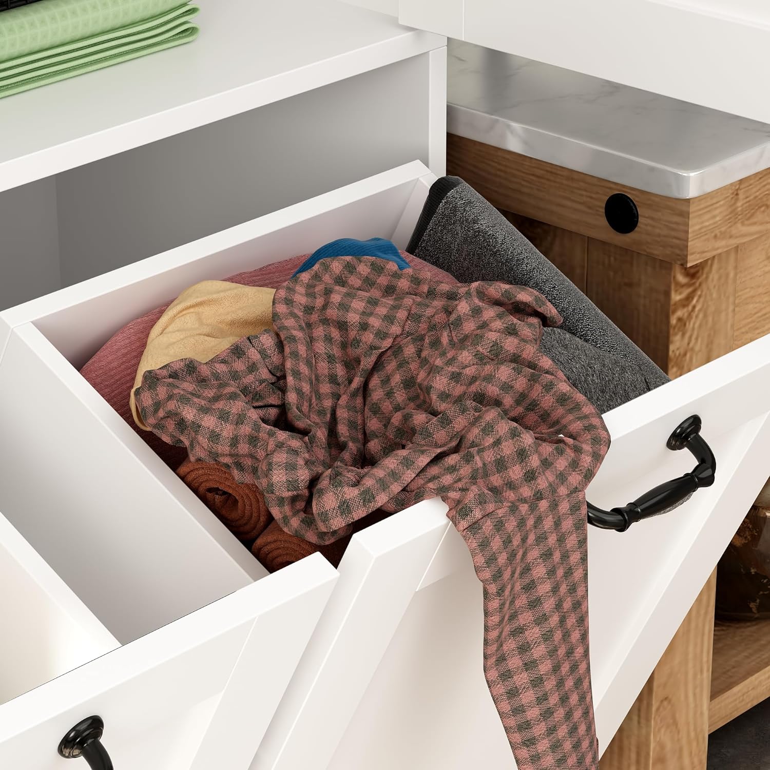 2025 Storage cabinet with laundry basket, display cabinet