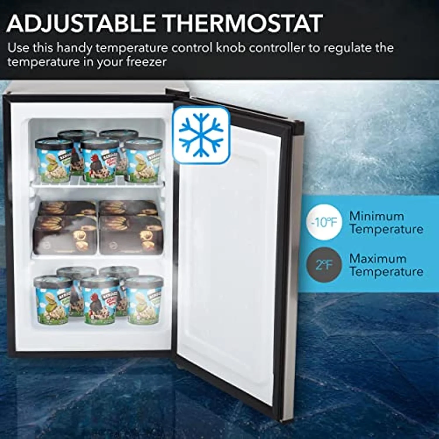 Whynter CUF-112SS Mini, Energy Star Rated Small Upright Freezer with Lock, Stainless Steel -1.1 Cubic Feet