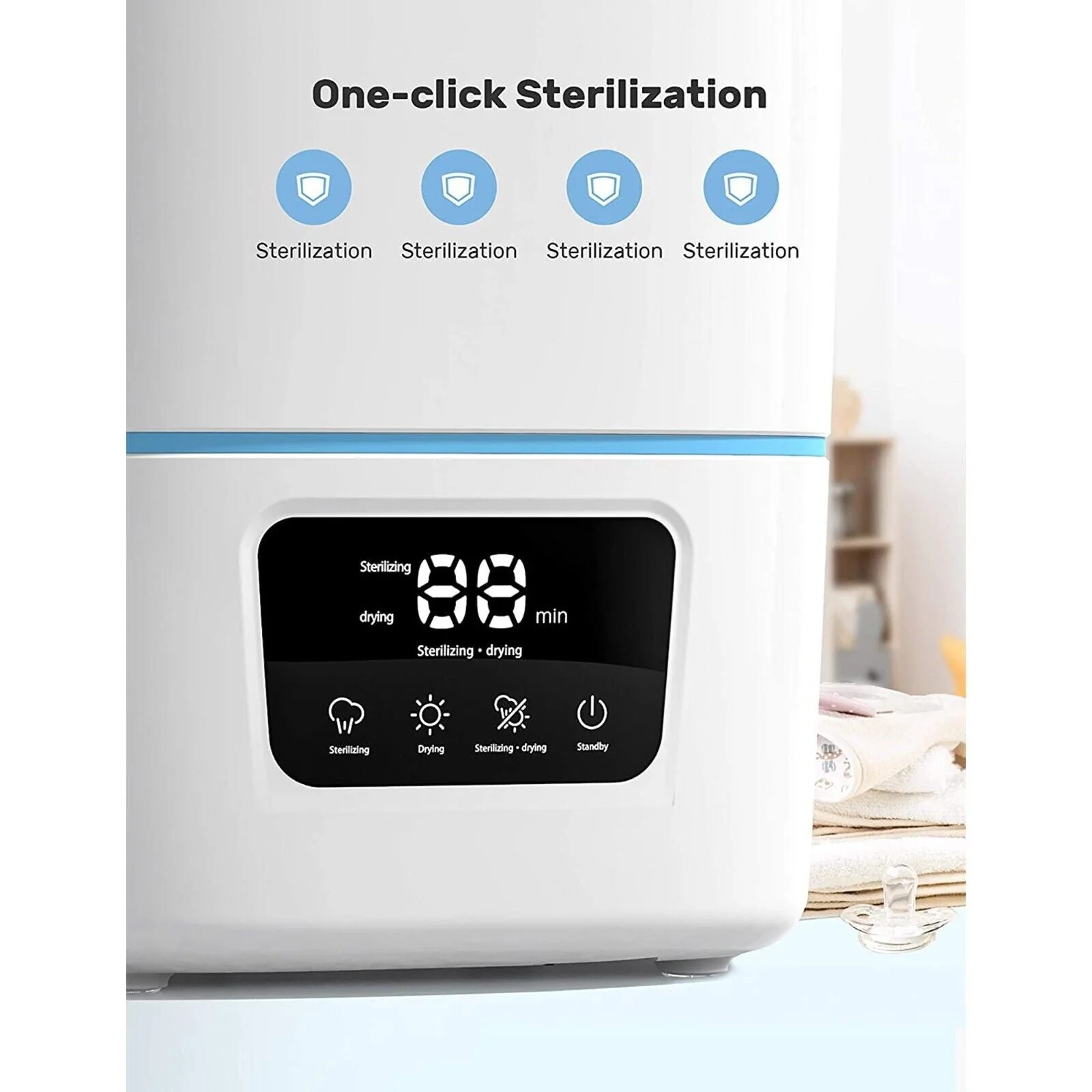 Luxury 3-In-1 Baby Bottle Steam Sterilizer And Dryer With LCD Screen