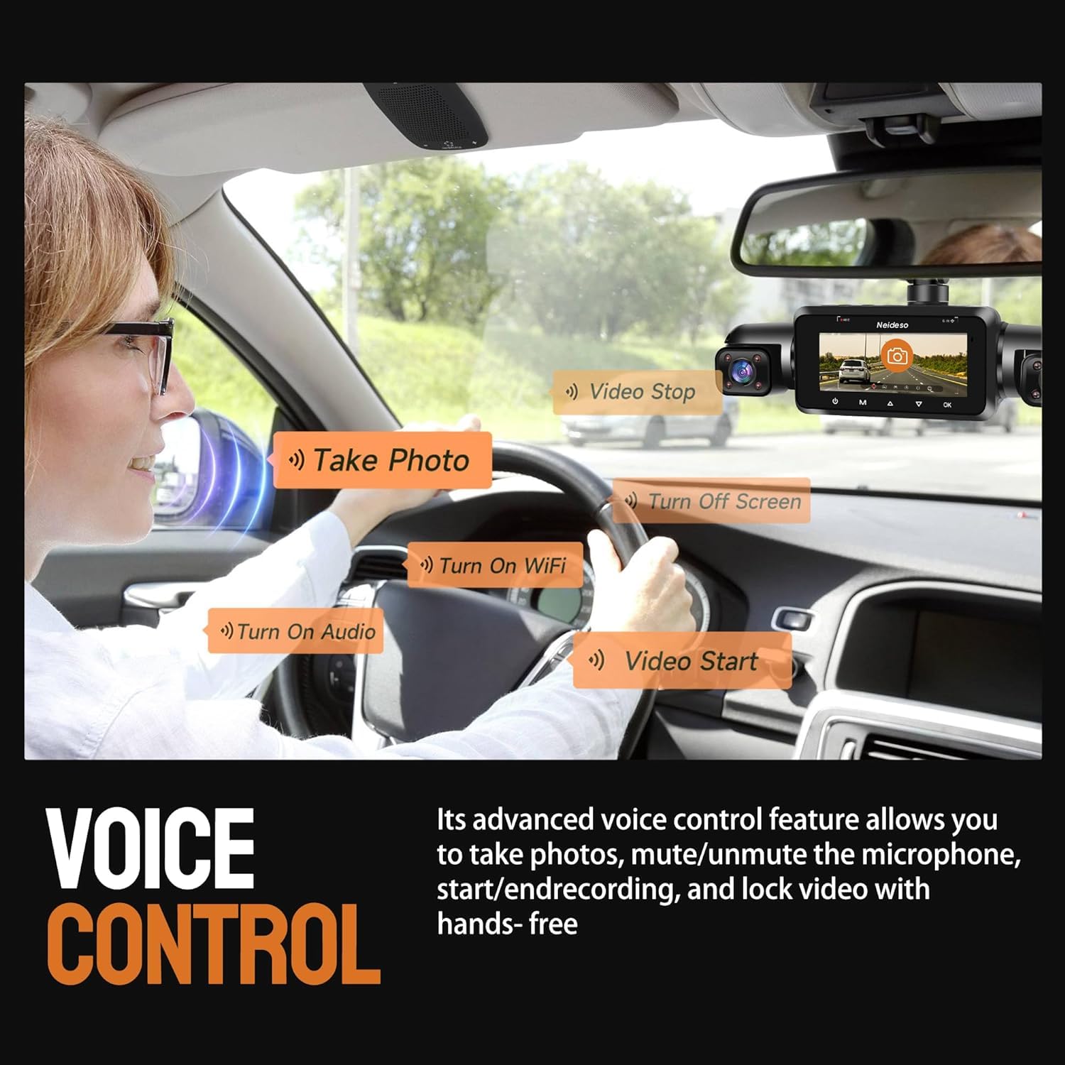 Neideso 360° Dash Cam Front and Rear Inside, 4 Channel FHD 4 * 1080P