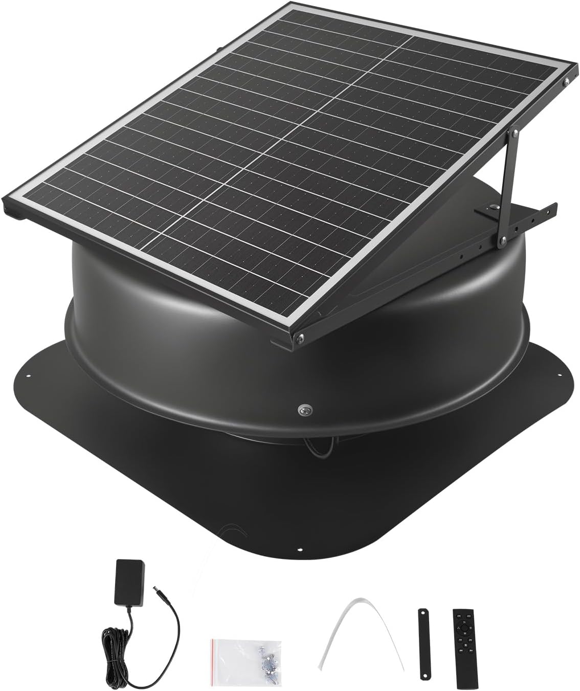 Roof attic exhaust fan, 50-watt intelligent solar roof ventilation fan, equipped with thermostat, remote control, 3000 cubic feet per minute airflow, built-in smoke sensor and automatic stop function (for cooling and dehumidification)