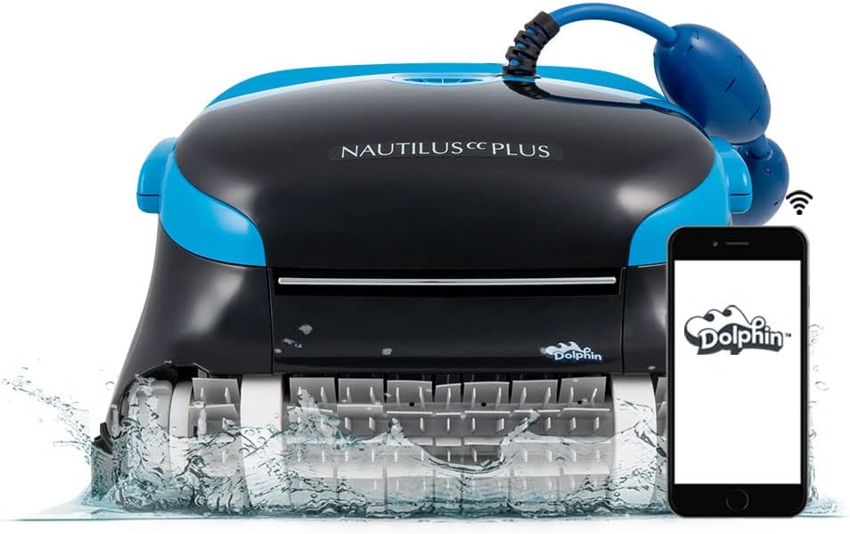Dolphin Nautilus CC Plus Wi-Fi Automatic Robotic Pool Vacuum Cleaner, Always Cleaning, Never Charging, with Wall Climbing Scrubber Brush, Ideal for In-Ground Pools up to 50 FT in Length