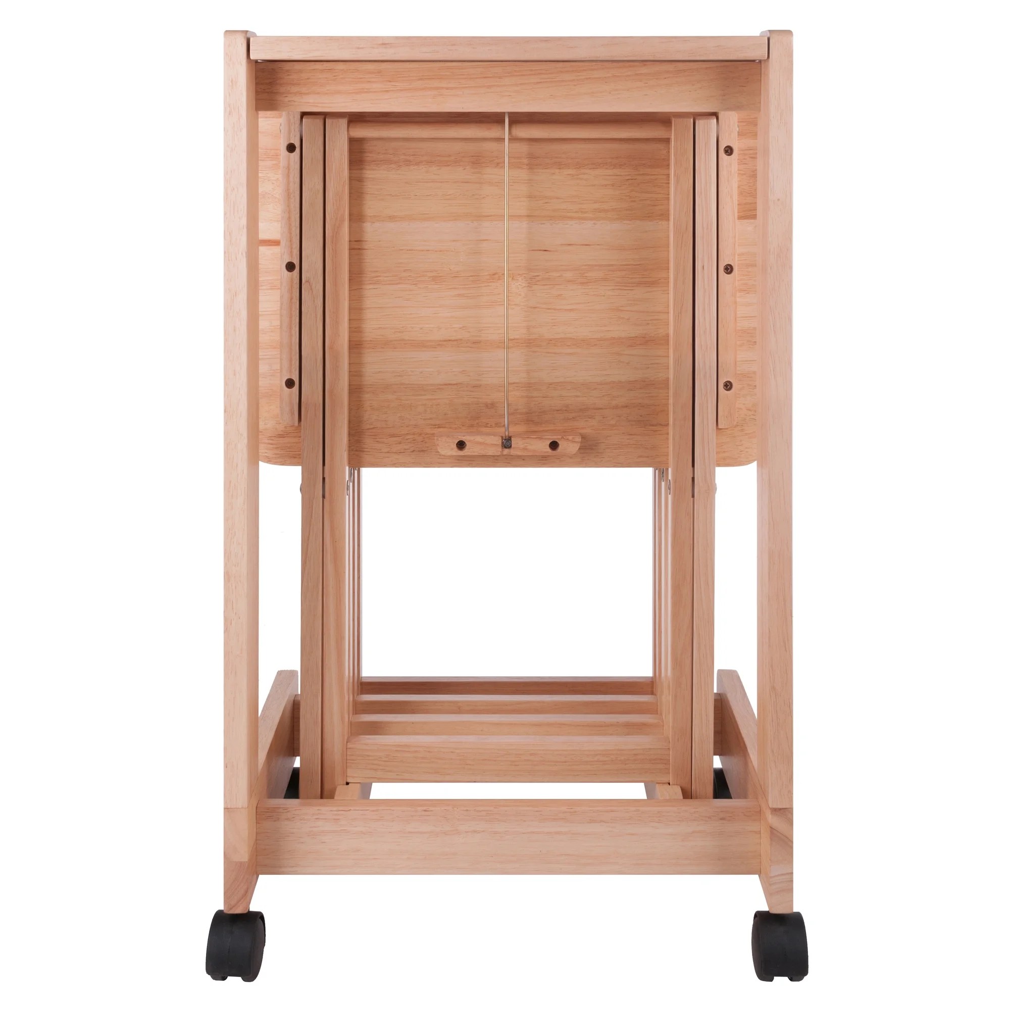 Winsome Brienda 5-Piece Snack Table Set, Serving Cart, Natural Finish