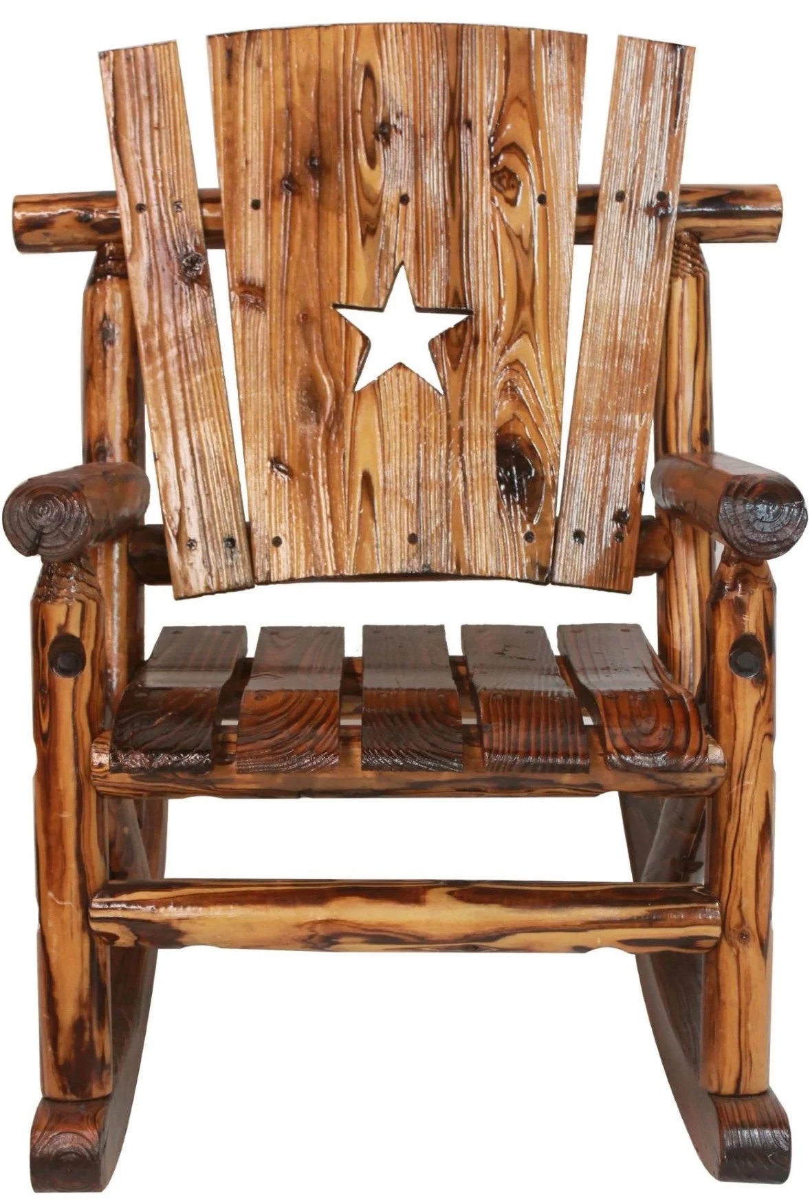 Leigh Country TX 93772 Char-Log Outdoor Children’s Patio Rocker with Star Cutout – Brown