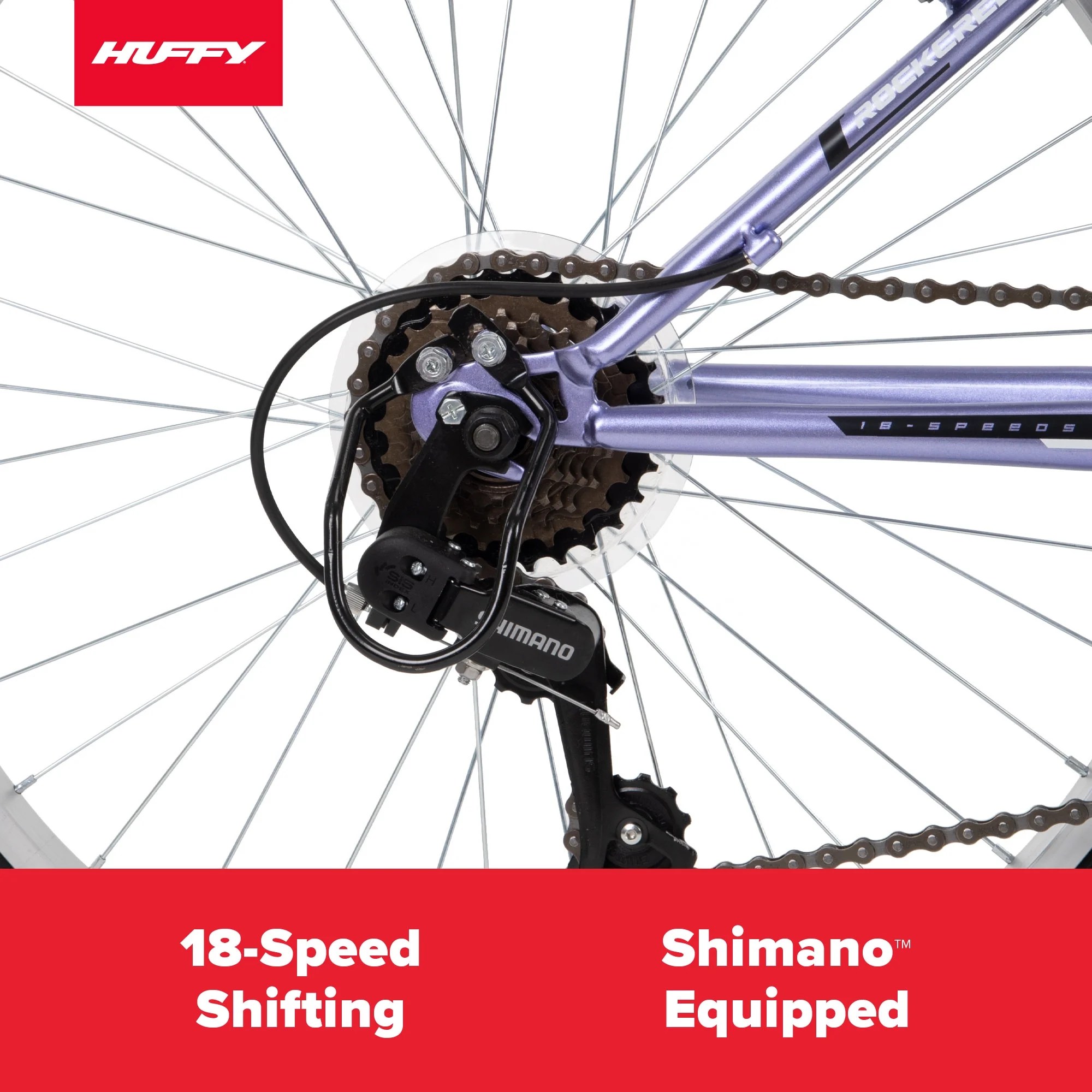 Huffy 24′′ Rock Creek Mountain Bike, Fits Riders 4’8′′ – 5’8′′, Purple, Adult, Women’s