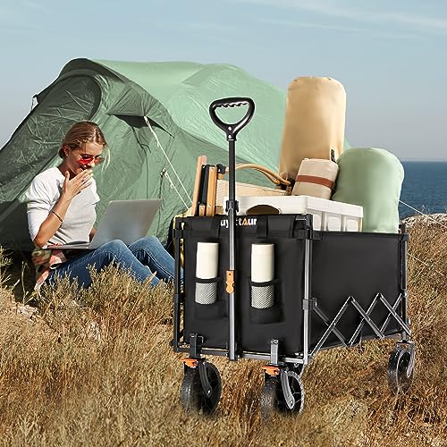 2025 Uyittour Collapsible Wagon Cart Heavy Duty Foldable, Utility Grocery Wagon for Camping Sports Shopping