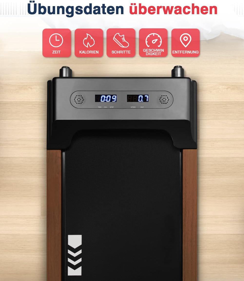 Redliro Walking Pad, Holz Laufband für Zuhause mit Fernbedienung, Kompaktes und leises Laufband Schreibtisch für Zuhause/Büro keine Installation 1-6km/h