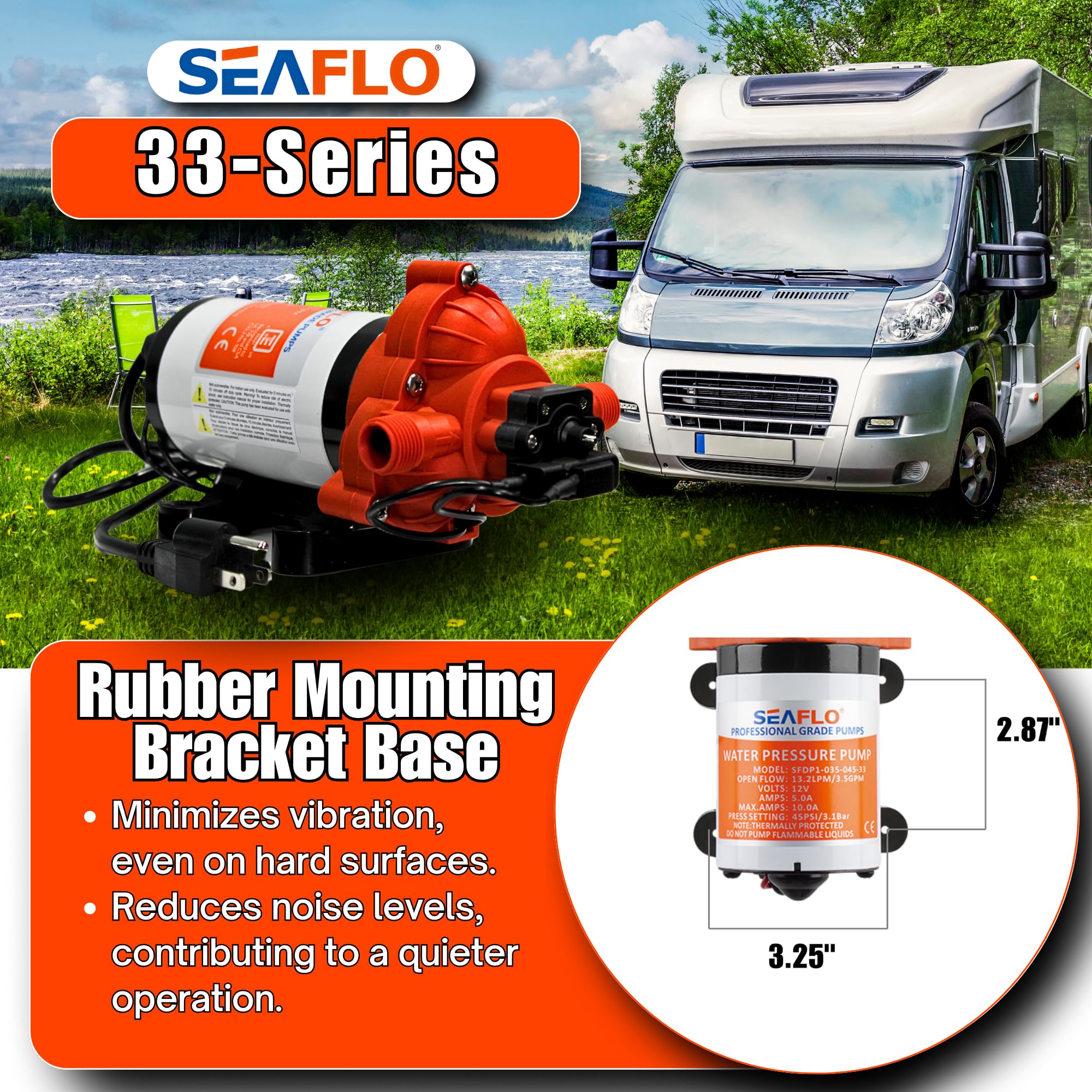 SEAFLO 33-Series Water Pressure Pump - 115V AC, 3.3 GPM, 45 PSI, Self Priming