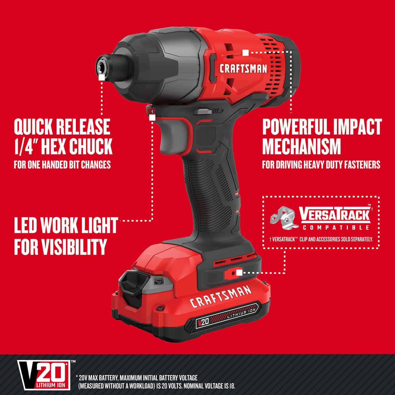 20-volt Max 1/4-in Variable Speed Cordless Impact Driver (1-Battery Included)