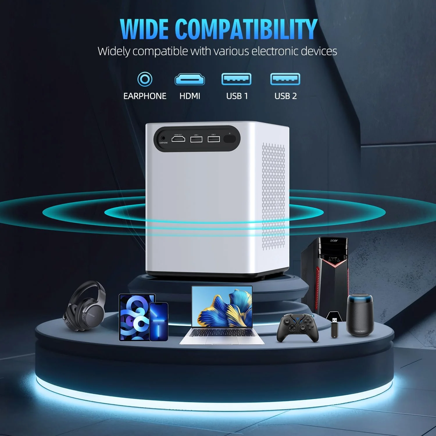 2025 Projector with WiFi and Bluetooth