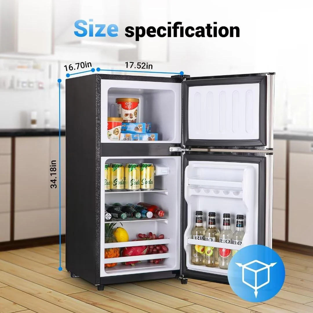 2025 Apartment Size Refrigerator, 3.5 Cu.Ft Samll Refrigerator with Freezer Suitable for Home and Apartments, Freestanding