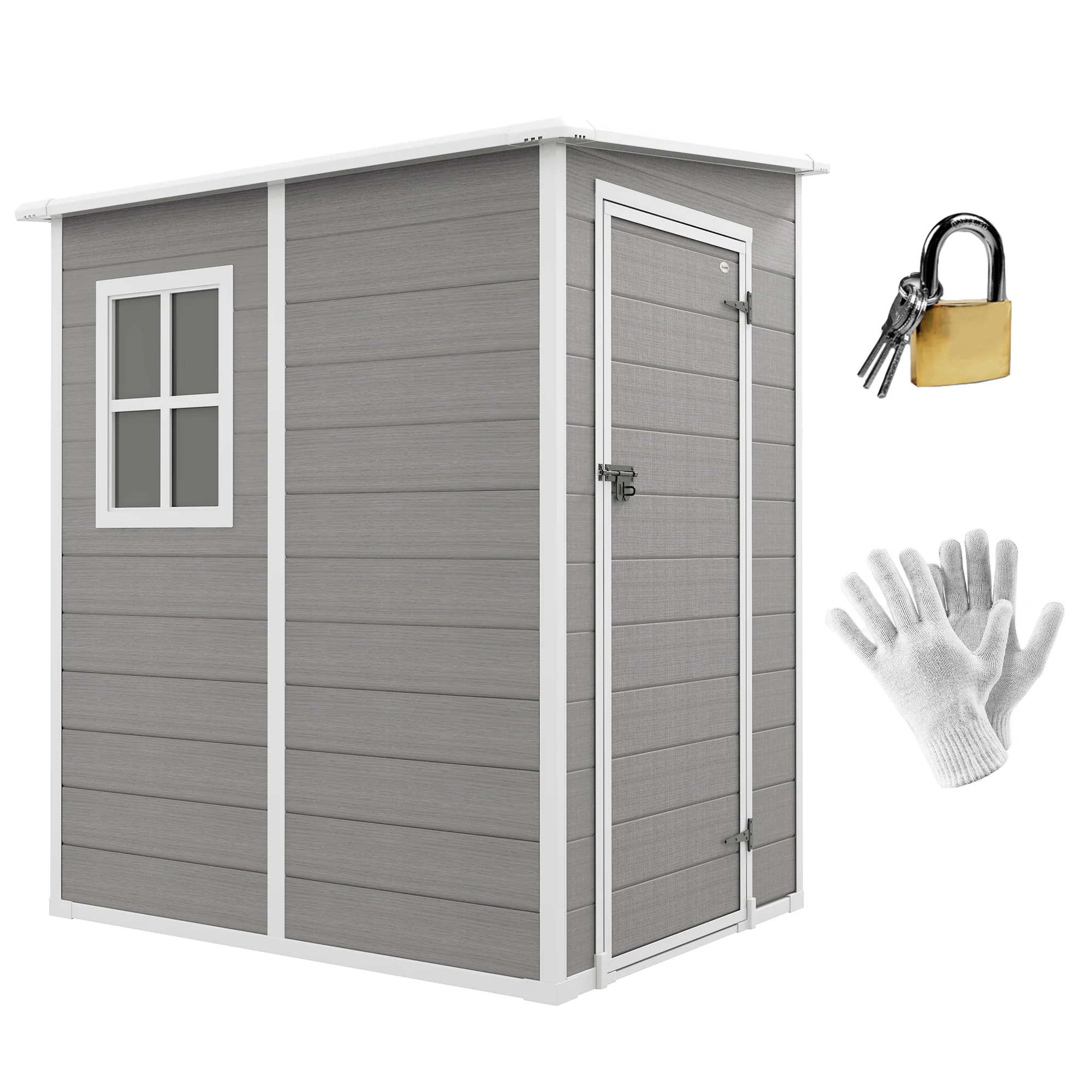 2025 Lean to Garden Shed 4'x5' Plastic Tool Storage House w/ Lockable Door