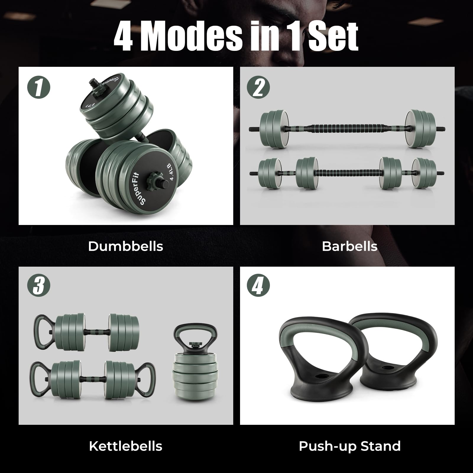 Adjustable Dumbbell Set, 92 LBS Free Weight Set w/Connector