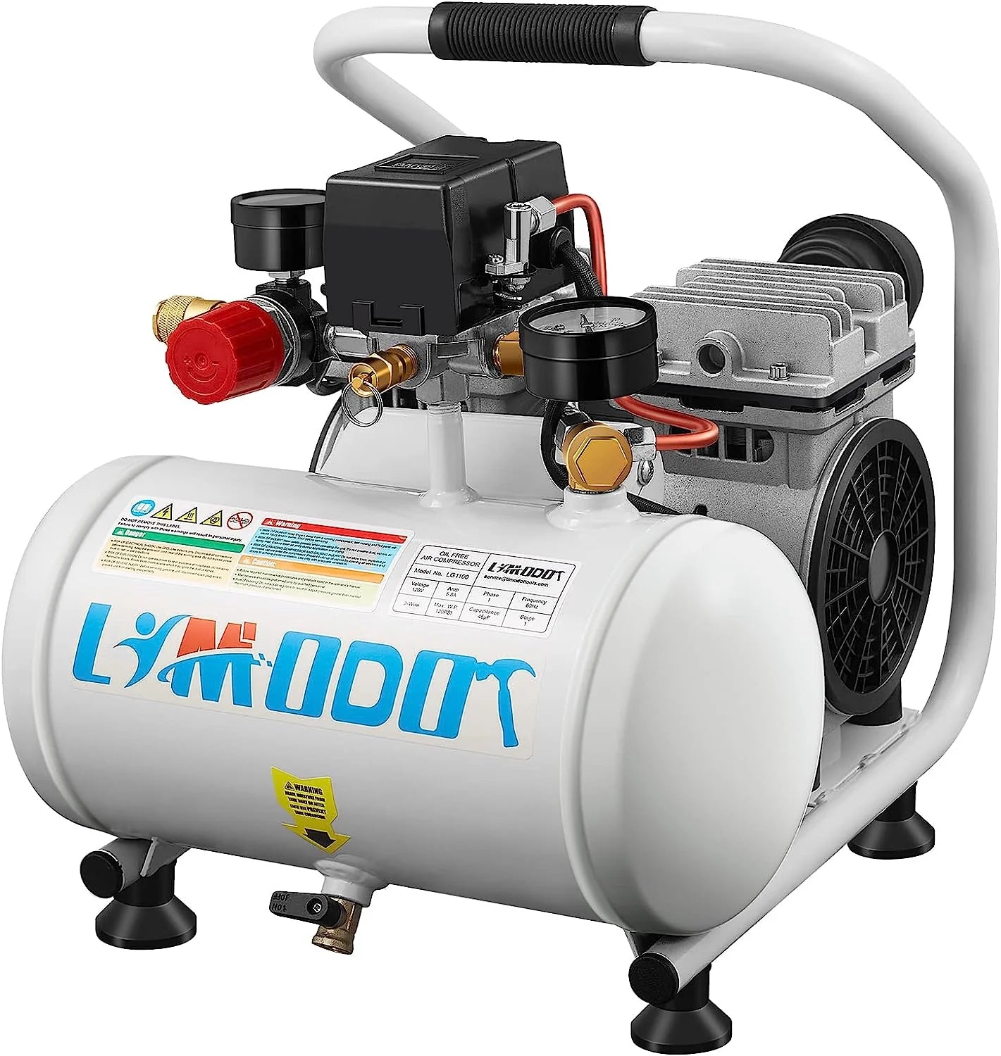 Limodot Ultra Quiet Air Compressor Portable, 60 dB, Silent and Electric for Car and Bike Tires