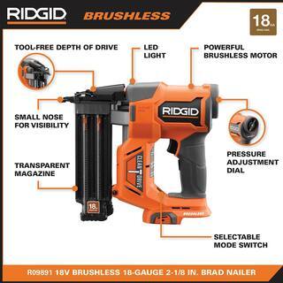 18V Brushless Cordless Nailer Combo Kit with Brad & Finish Nailers, Battery & Charger