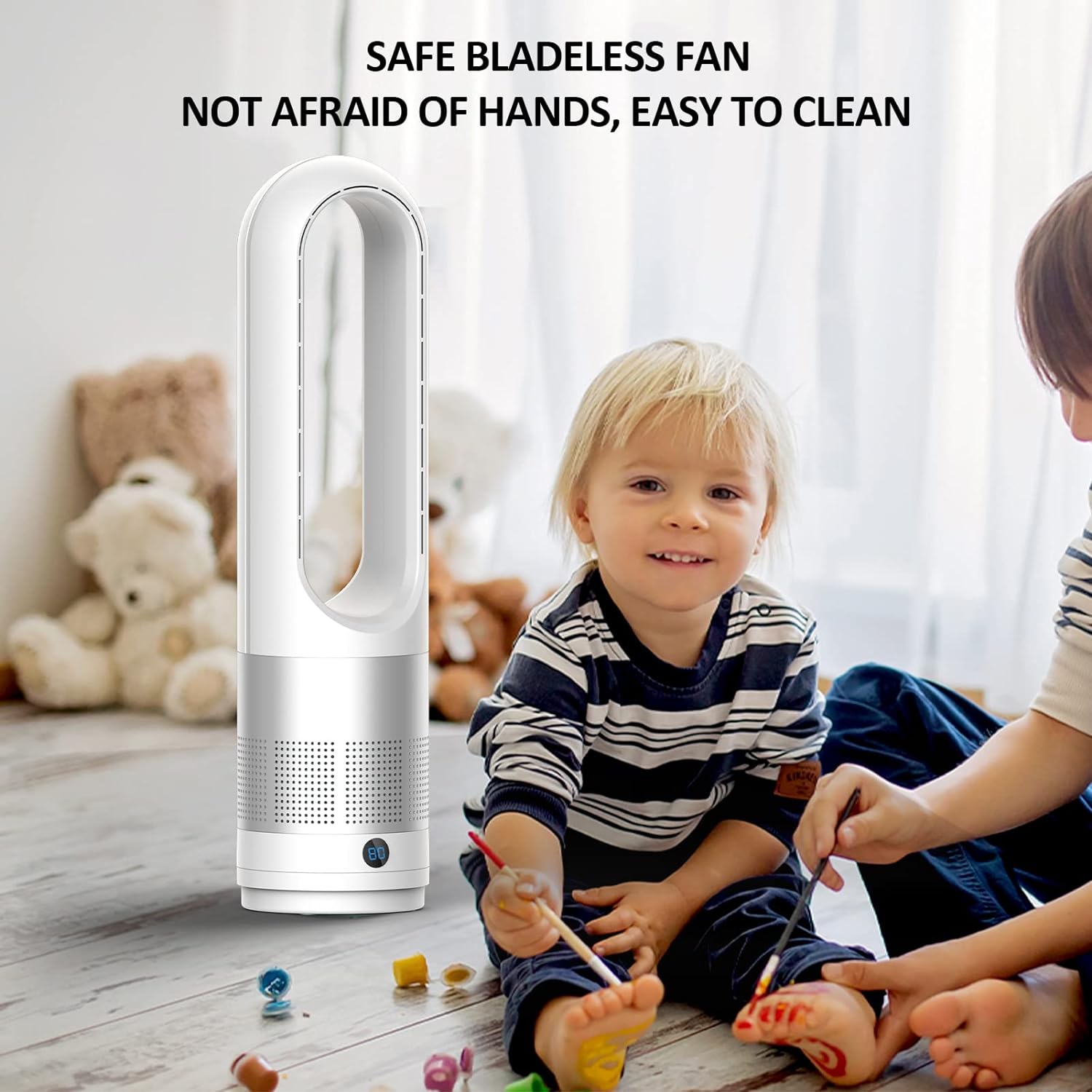 Bladeless tower fan for bedroom, kitchen, office