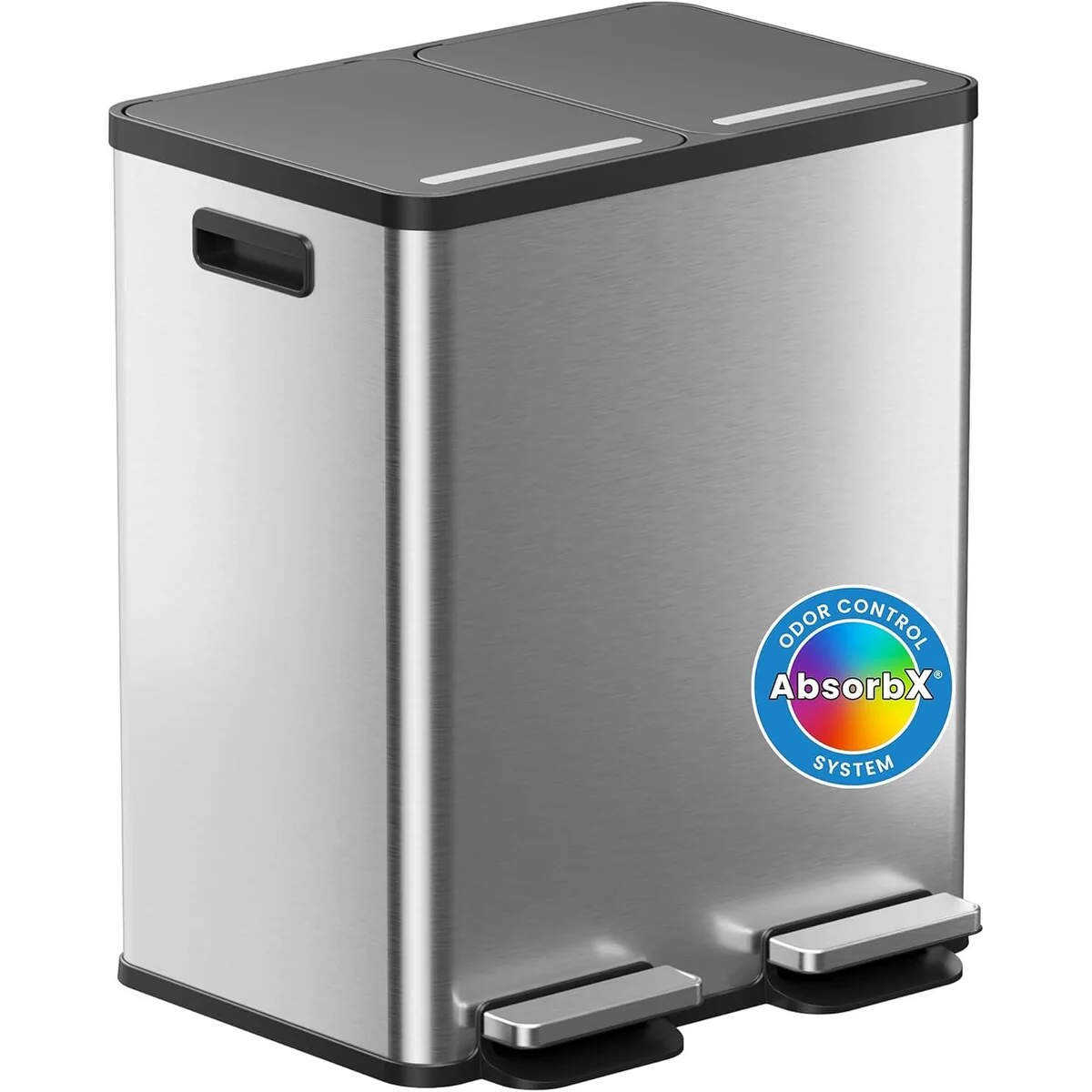 iTouchless 16 Gal SoftStep Stainless Steel Combo Trash & Recycle Bin