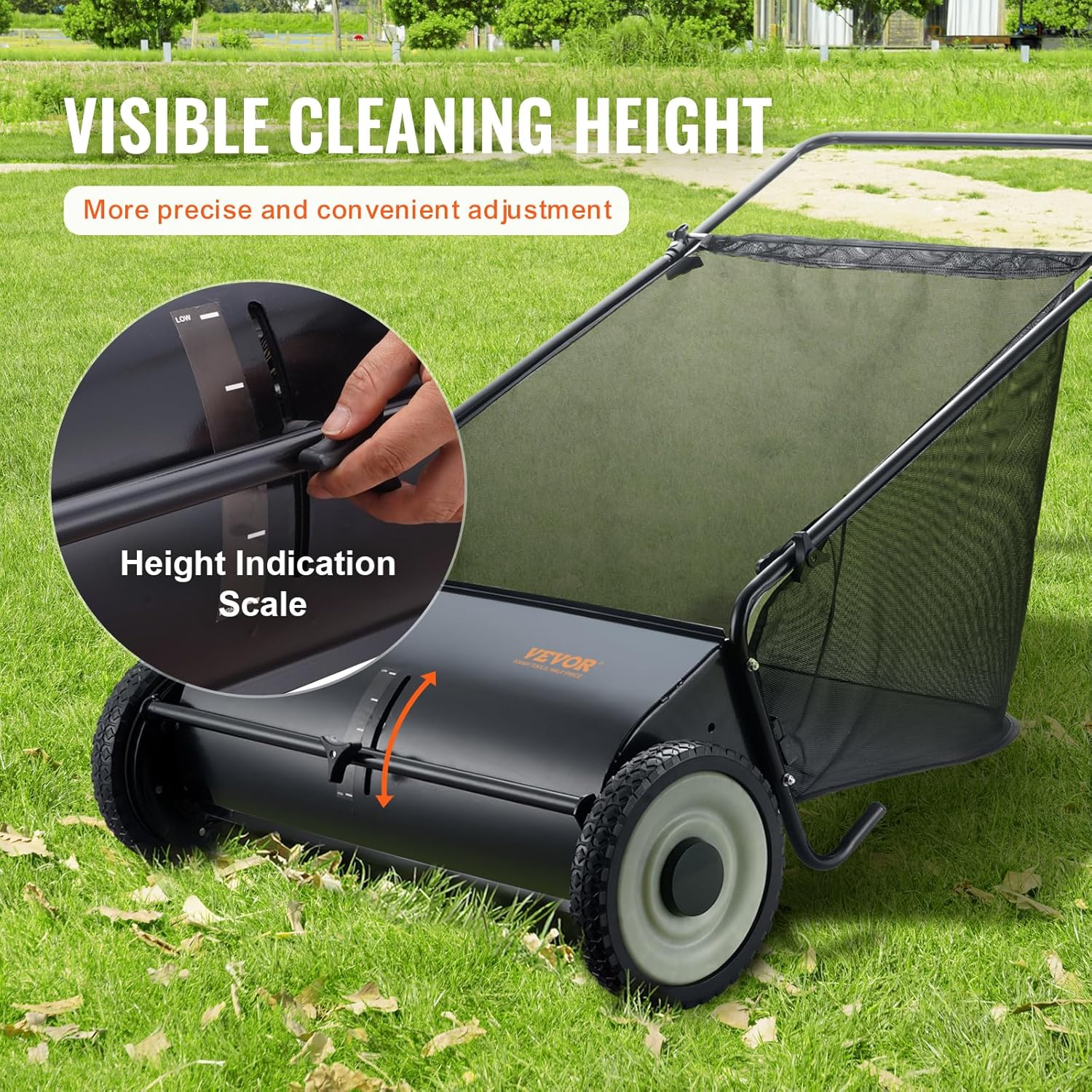 2025 Heavy Duty Steel 26 Inch Collector Push Lawn Sweeper