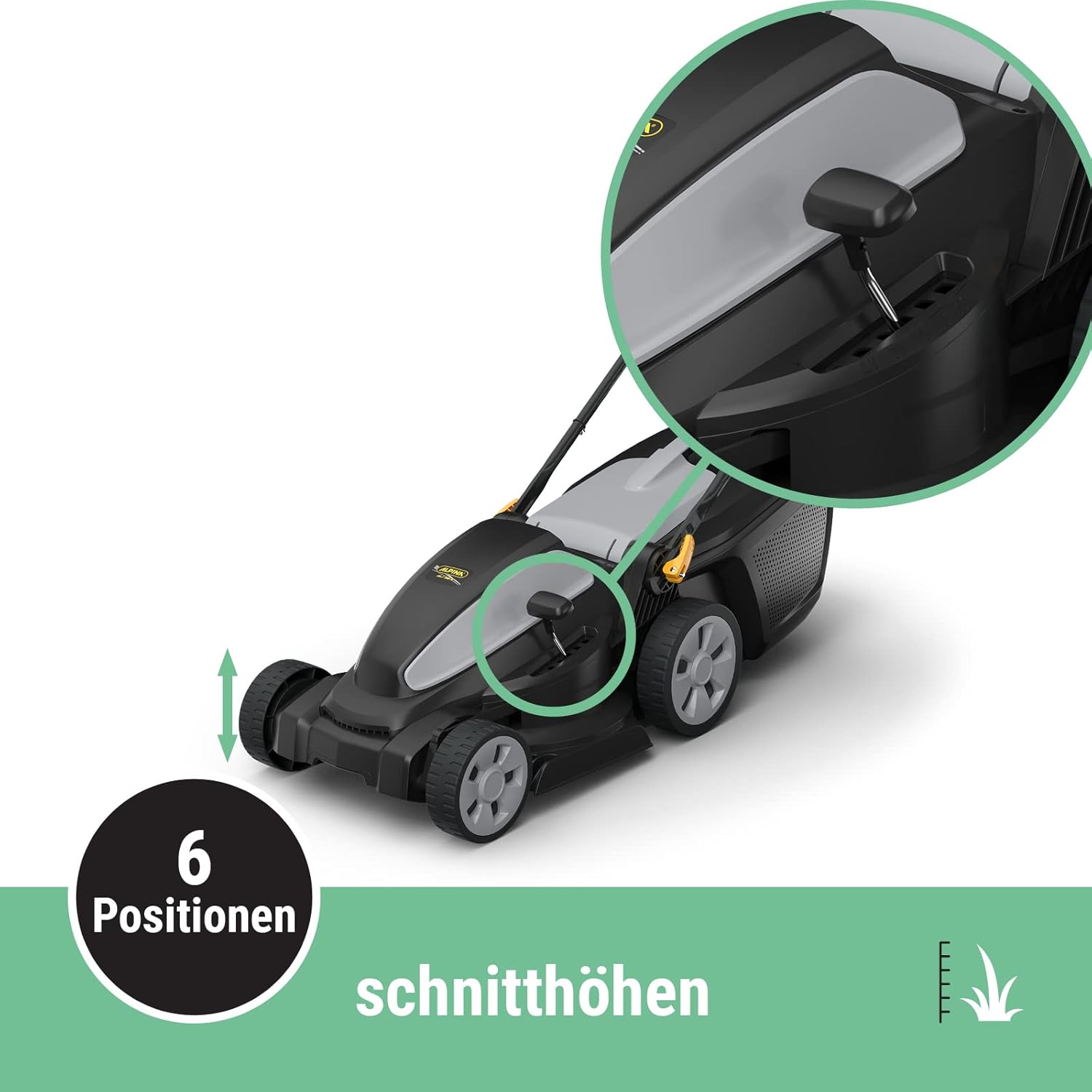 Alpina AL1 34 E Elektro-Rasenmher, Schnittbreite 34 cm, 1200 W, 35 L Kunststoff-Grasfangkorb