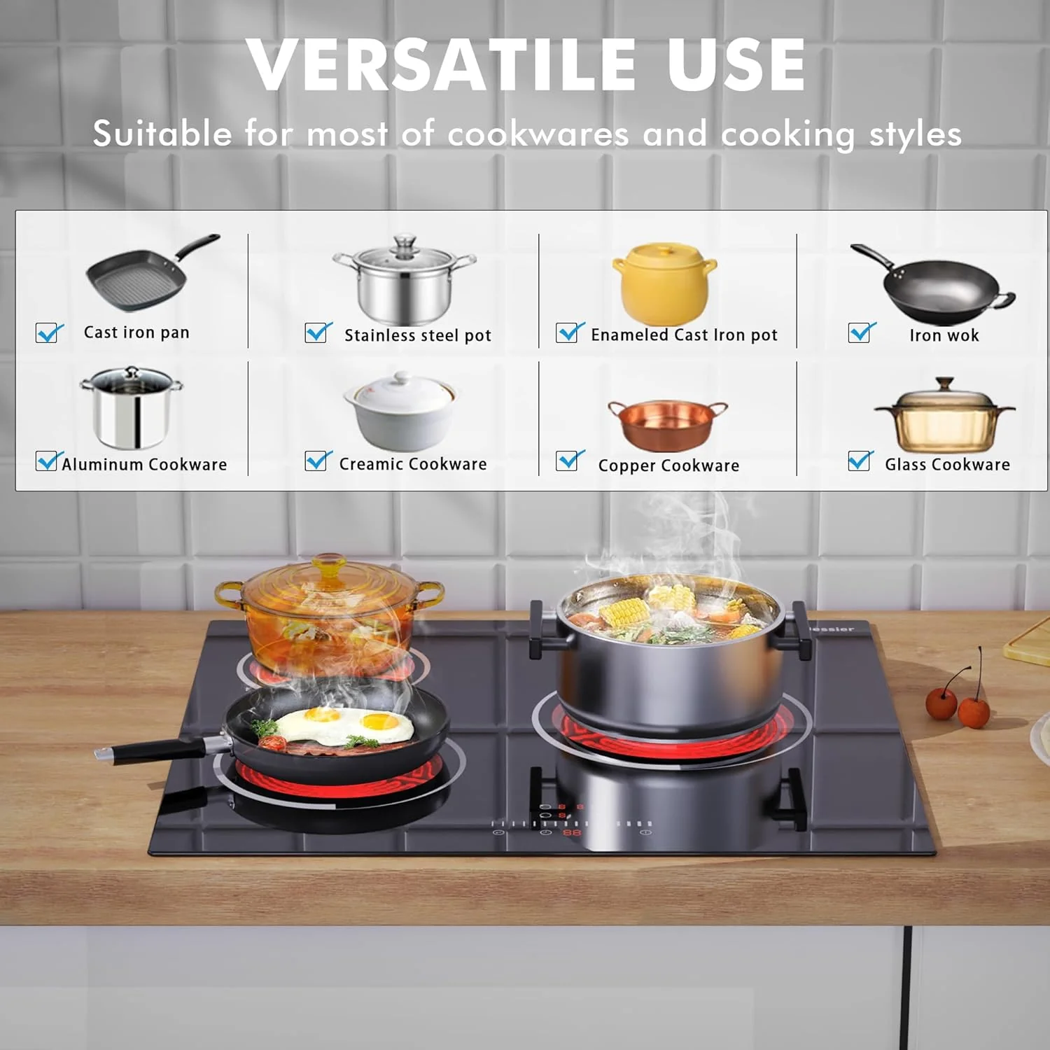 Electric Cooktop 30 Inch - 5 Burners Built-in Ceramic Cooktop, 30