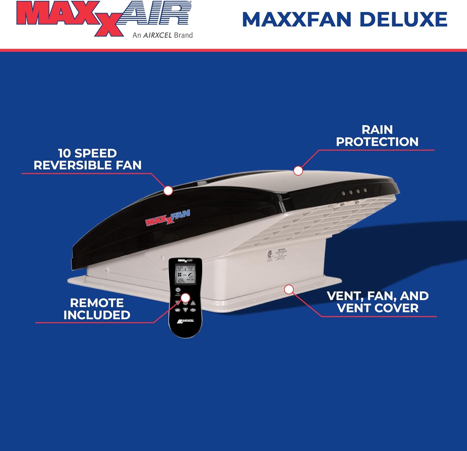 Maxxfan Deluxe 10-Speed Reversible Vent Fan