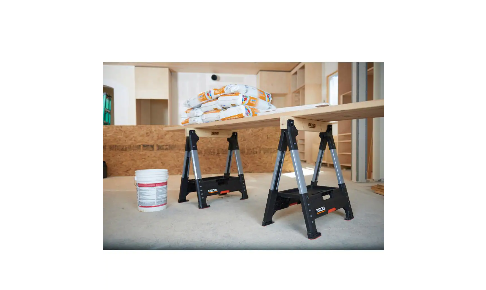 230710 32 in. Polypropylene Folding Sawhorse with Adjustable Metal Legs