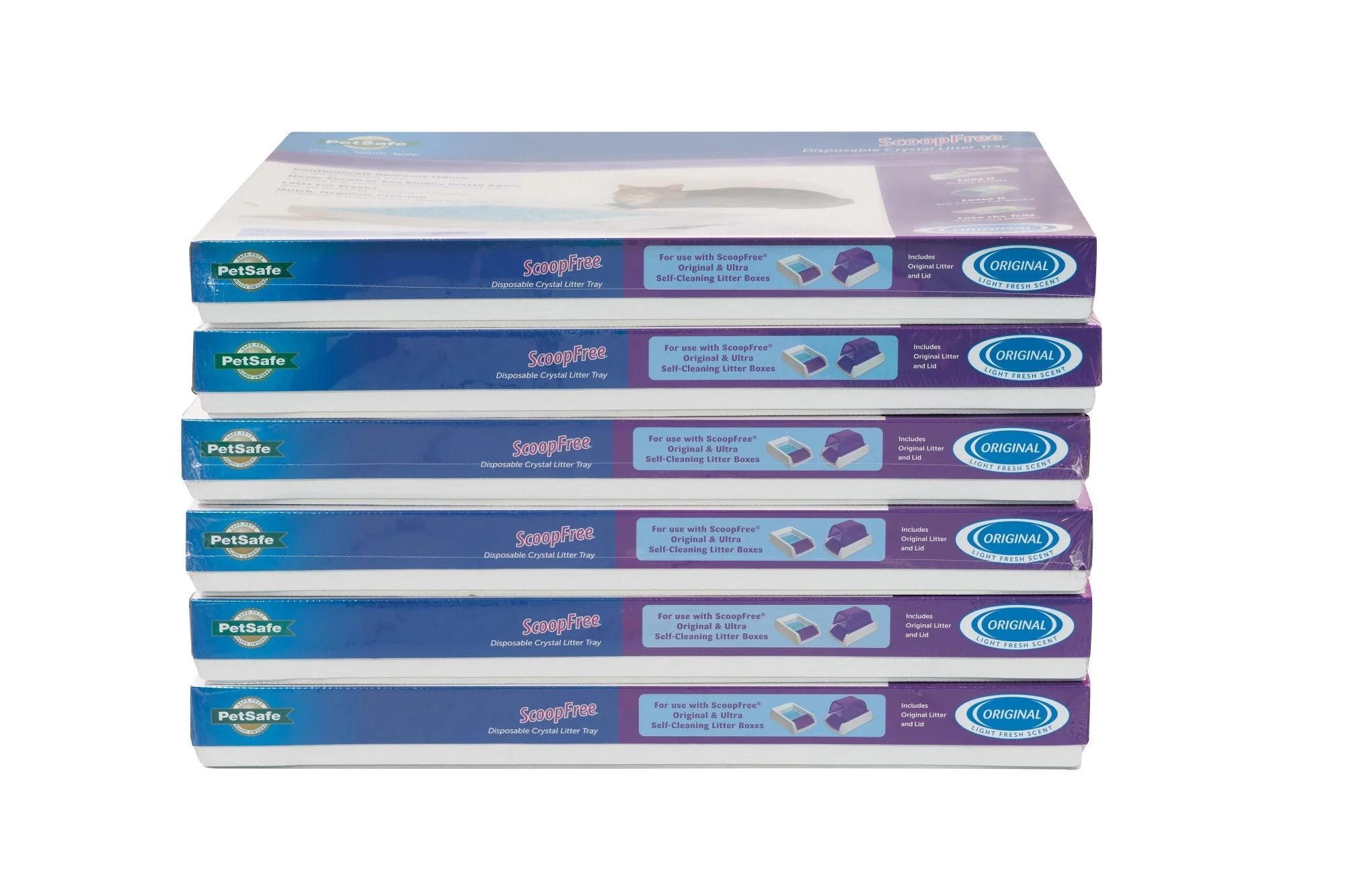 ScoopFree Complete Replacement Blue Crystal Litter Tray�� 6-Pack Easy Cleanup with Disposable Tray Includes Leak Protection and Low Tracking Litter