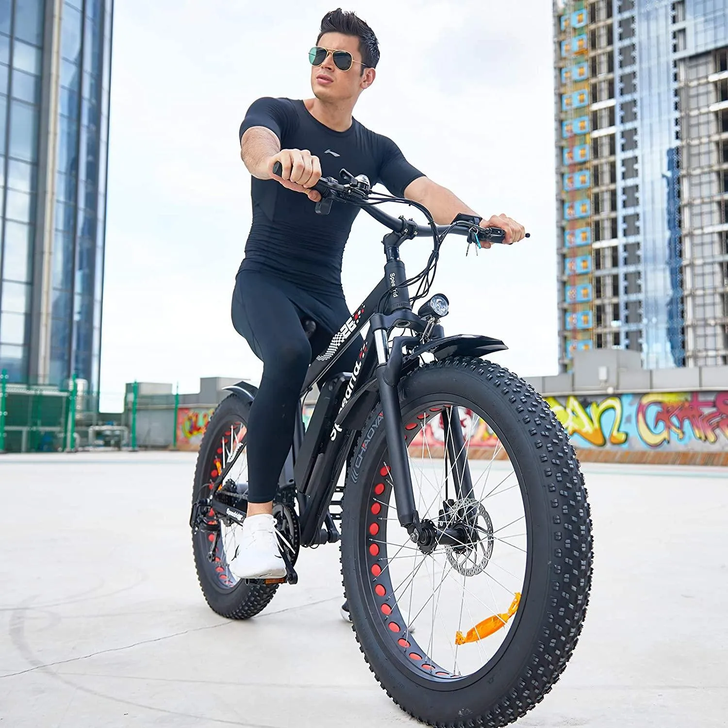 Speedrid Electric Bike 48V 500W Fat Tire Electric Bike Snow Bike 26′′ 4.0, 48V 10Ah Removable Battery and Professional 7 Speed